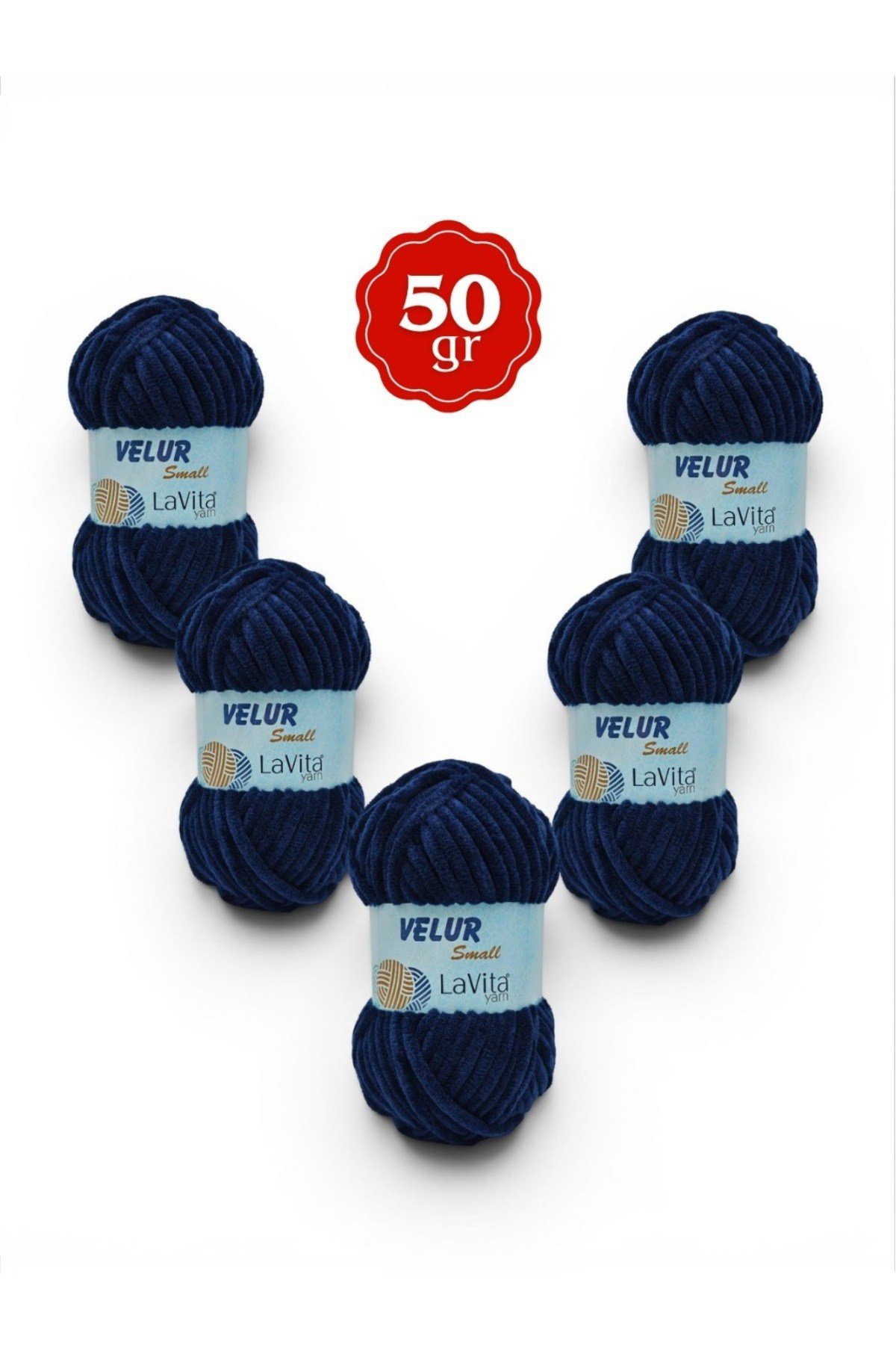 LaVita Velur Small Kadife El Örgü İpi %100 Polyester 250gr 5 ADET (5301 LACİVERT)