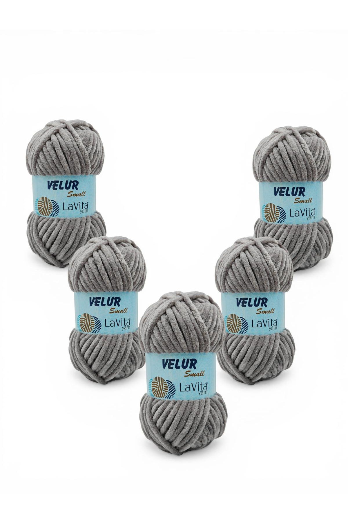 LaVita Velur Small Kadife El Örgü İpi %100 Polyester 250gr 5 ADET (6001 GRİ)