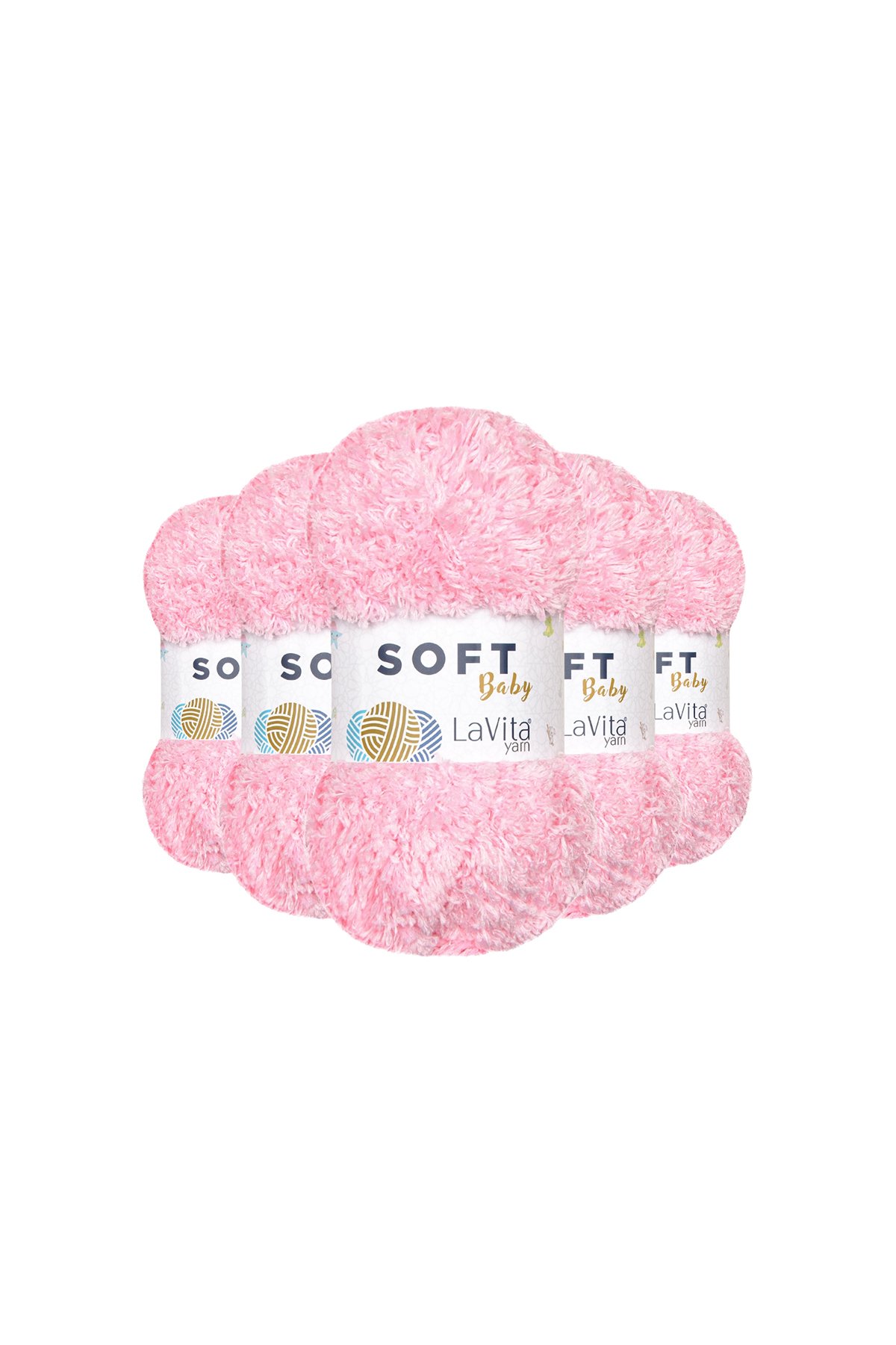 Soft El Örgü İpi %100 Soft Polyester 500gr 5 ADET (4007 BEBE PEMBE)