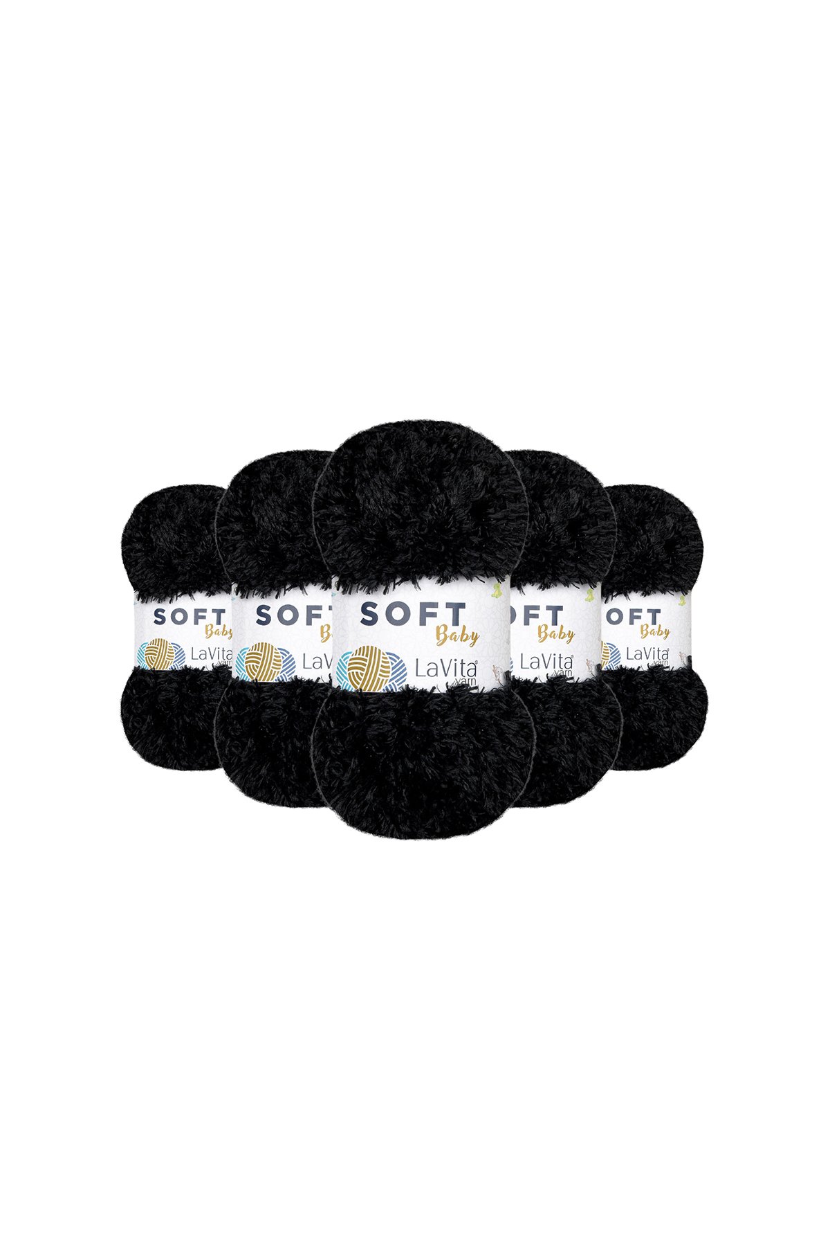 Soft El Örgü İpi %100 Soft Polyester 500gr 5 ADET (6500 SİYAH)