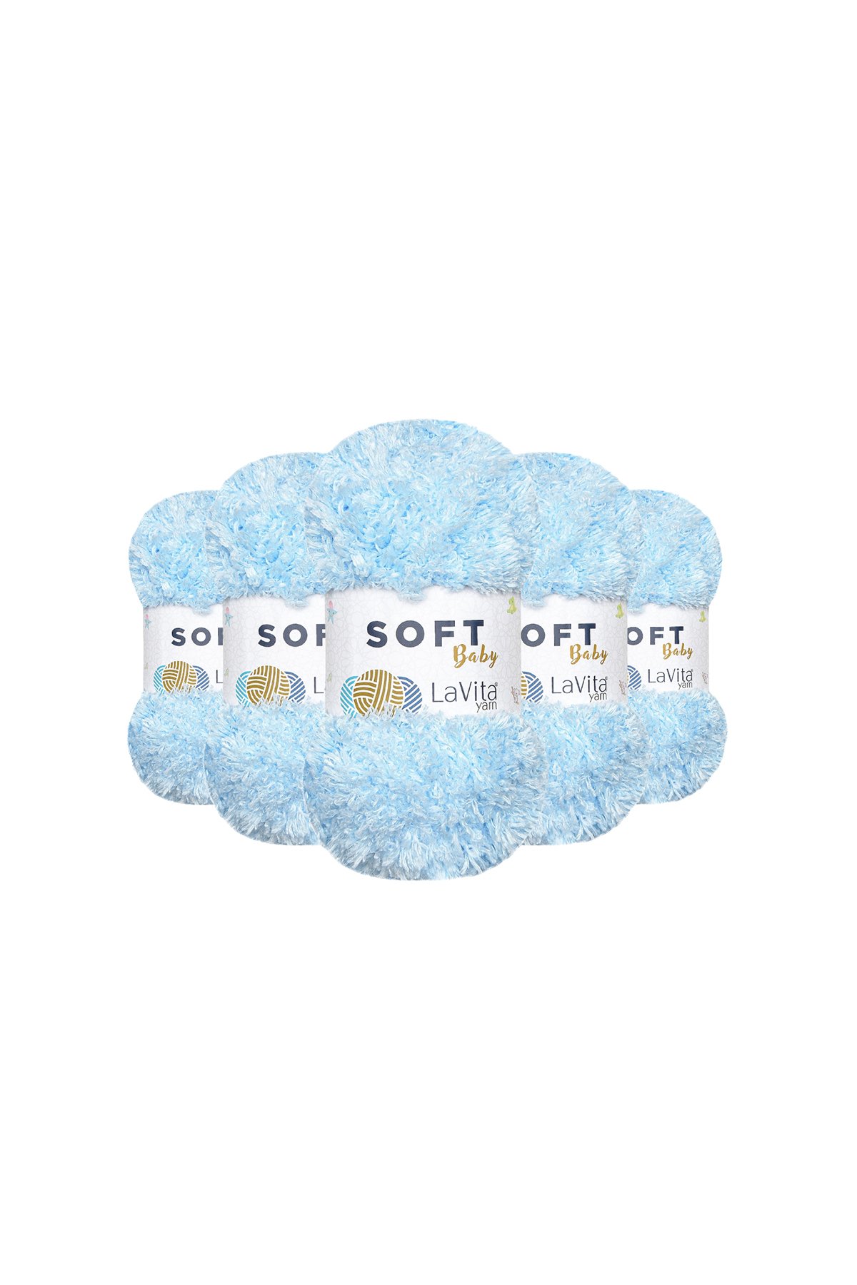 Soft El Örgü İpi %100 Soft Polyester 500gr 5 ADET (5010 MAVİ)