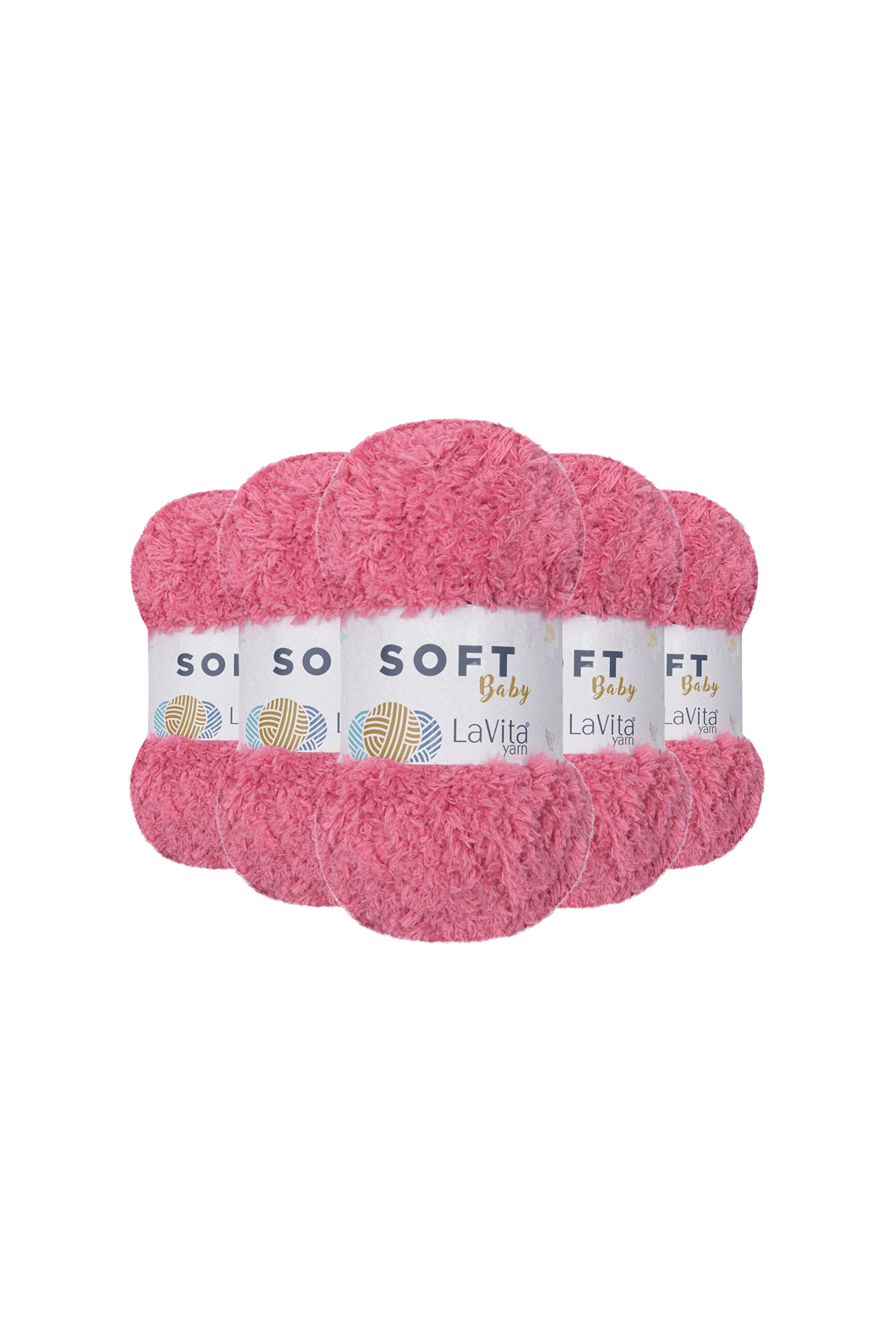Soft El Örgü İpi %100 Soft Polyester 500gr 5 ADET (4121 GÜL KURUSU)