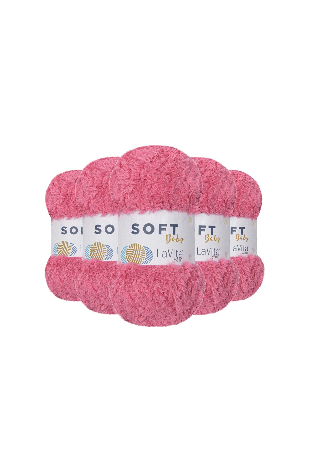 Soft El Örgü İpi %100 Soft Polyester 500gr 5 ADET (4121 GÜL KURUSU)