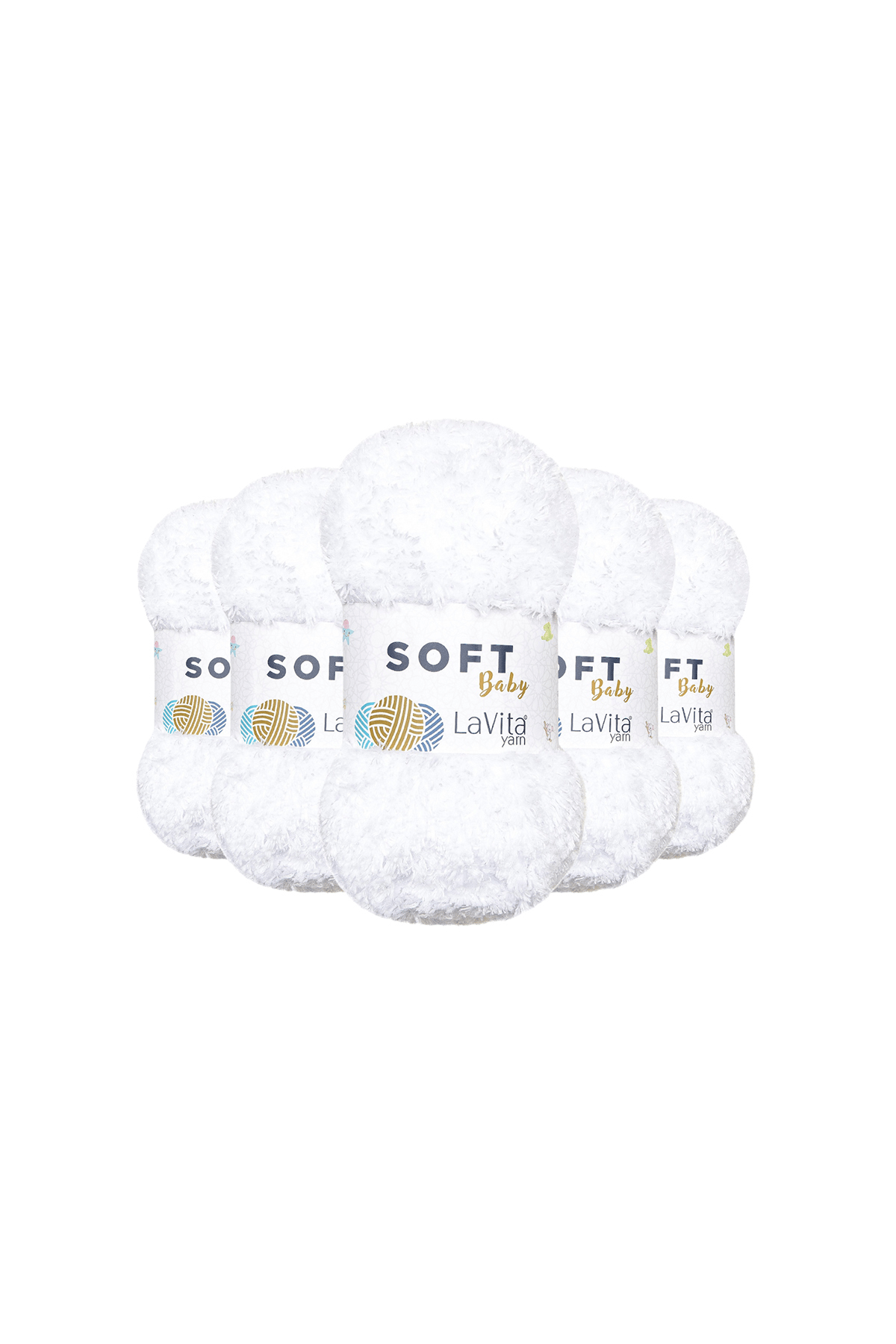 Soft El Örgü İpi %100 Soft Polyester 500gr 5 ADET (1002 OPTİK BEYAZ)