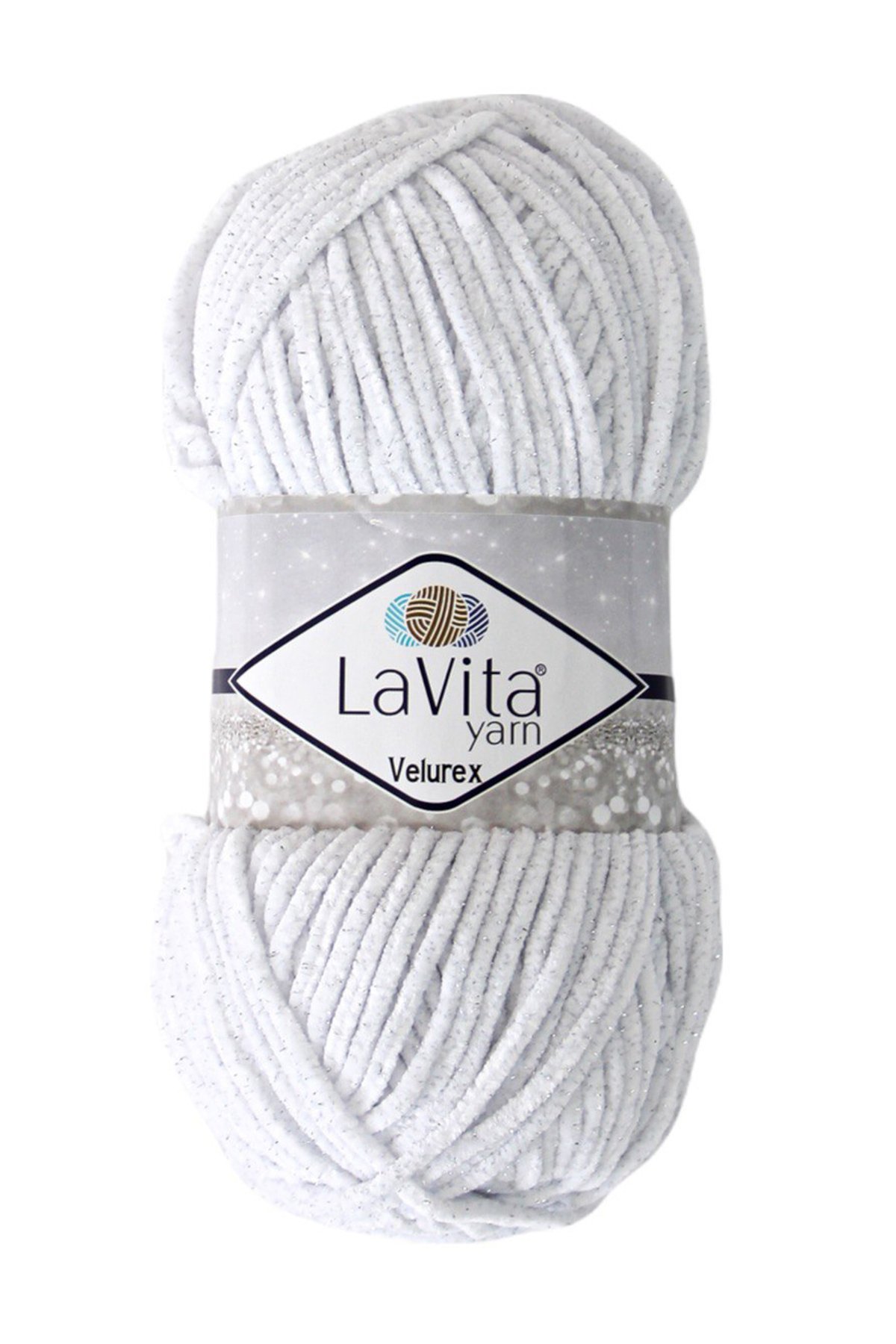 Velurex Simli El Örgü İpi %90 Polyester %10 Lurex 100gr  (1002 OPTİK BEYAZ)