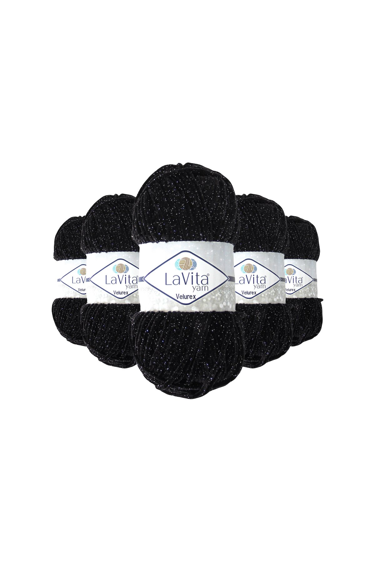 Velurex Simli El Örgü İpi %90 Polyester %10 Lurex 500gr 5 ADET (6500 SİYAH)