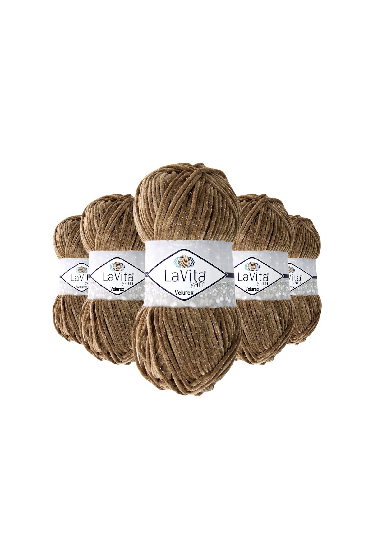 Velurex Simli El Örgü İpi %90 Polyester %10 Lurex 500gr 5 ADET (1039 DEVE TÜYÜ)