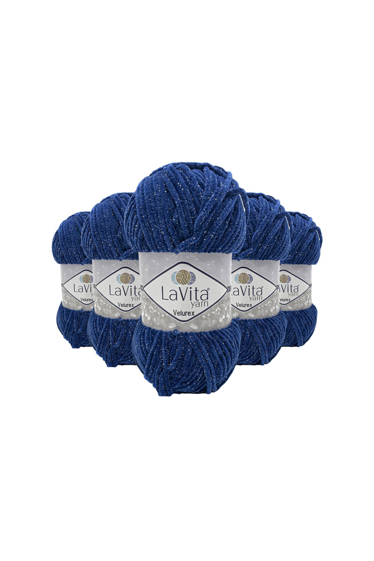 Velurex Simli El Örgü İpi %90 Polyester %10 Lurex 500gr 5 ADET (5042 MARİN)