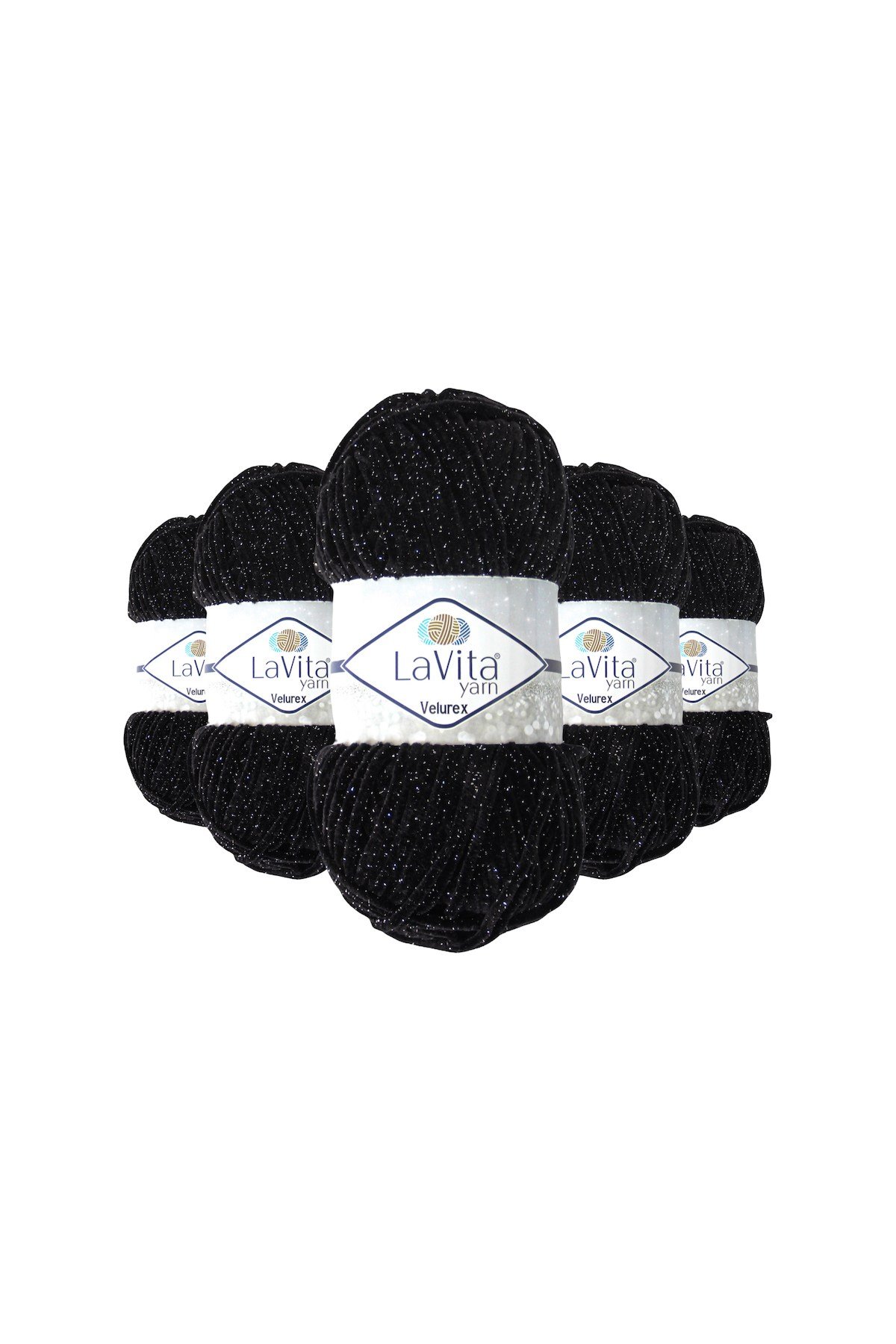 Velurex Simli El Örgü İpi %90 Polyester %10 Lurex 500gr 5 ADET (6500 SİYAH)