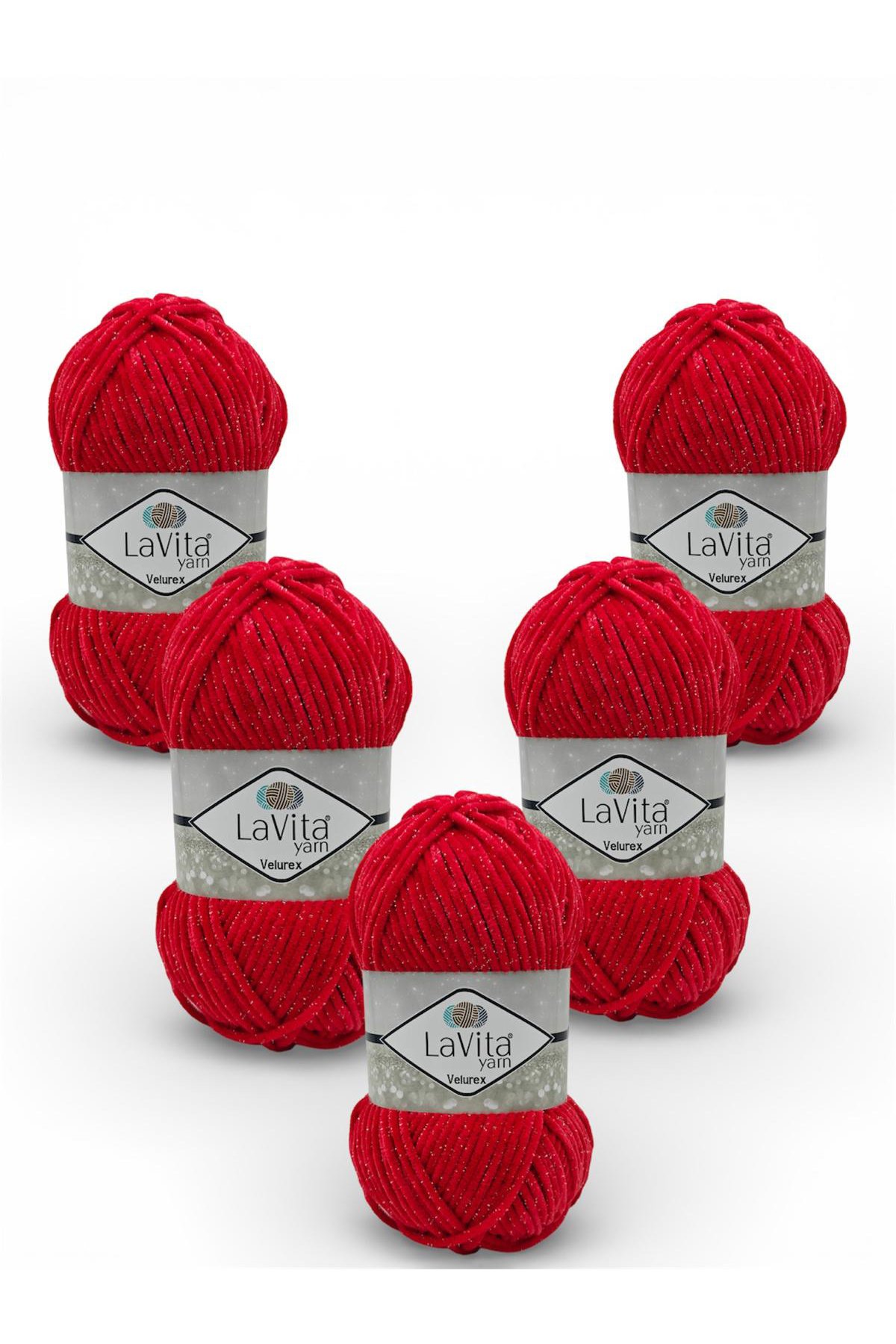 Velurex Simli El Örgü İpi %90 Polyester %10 Lurex 500gr 5 ADET (2313 NAR ÇİÇEĞİ)