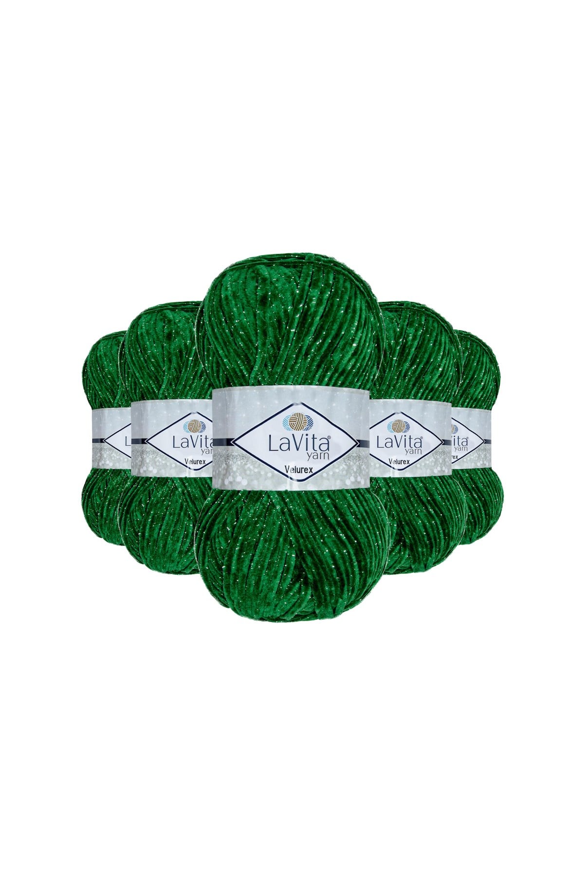 Velurex Simli El Örgü İpi %90 Polyester %10 Lurex 500gr 5 ADET (8148 YEŞİL)