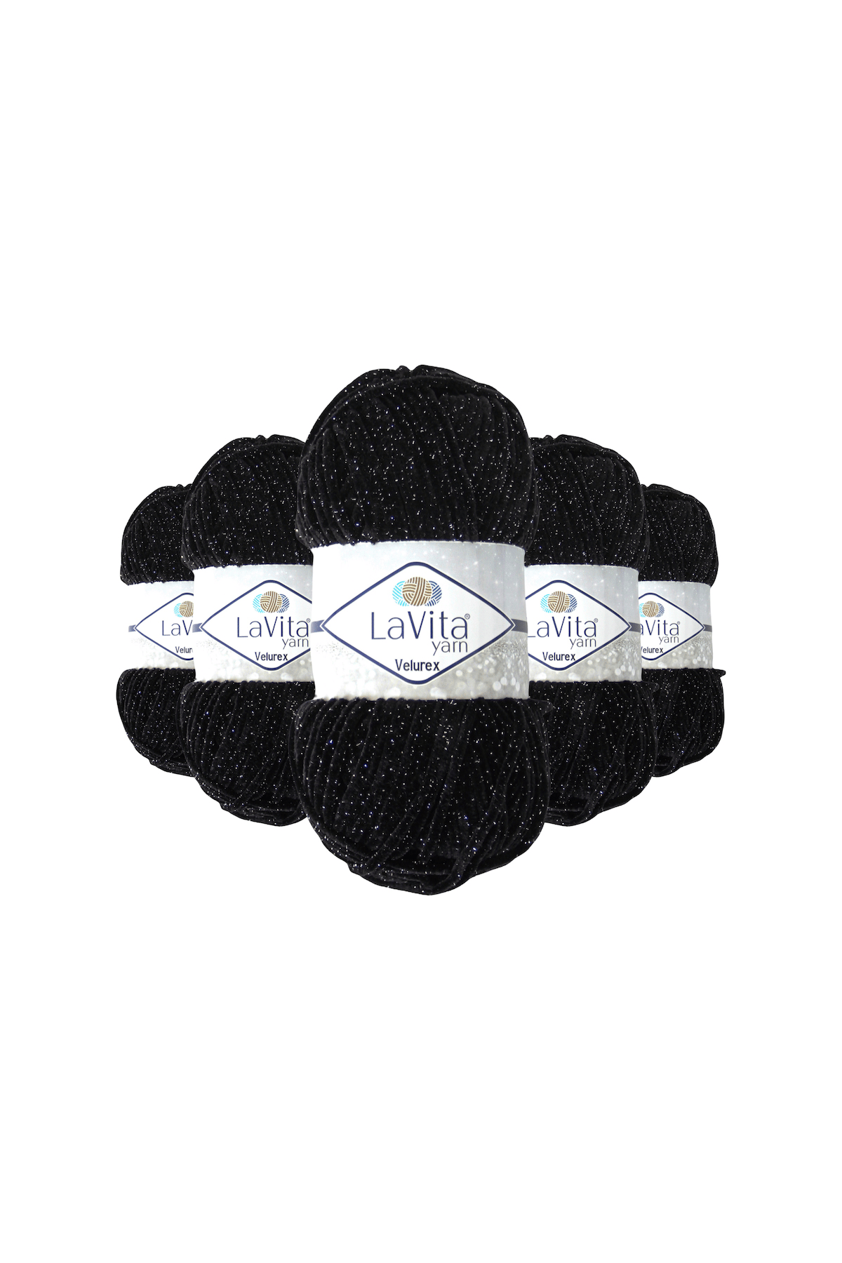 Velurex Simli El Örgü İpi %90 Polyester %10 Lurex 500gr 5 ADET (6500 SİYAH)