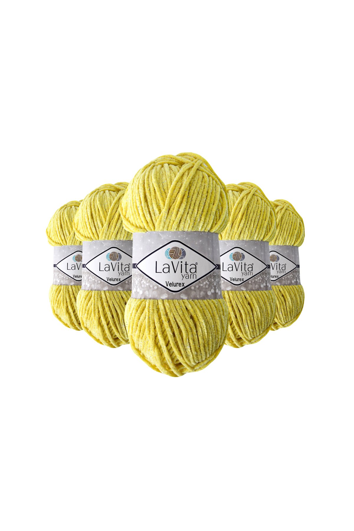 Velurex Simli El Örgü İpi %90 Polyester %10 Lurex 500gr 5 ADET (2026 K. SARI)