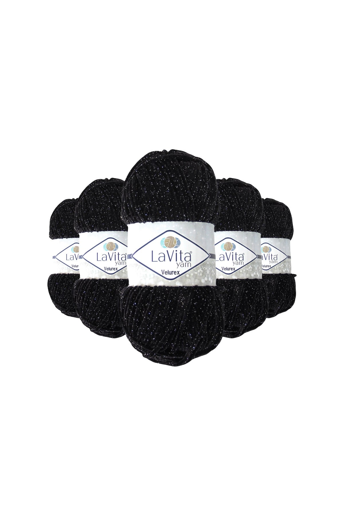 Velurex Simli El Örgü İpi %90 Polyester %10 Lurex 500gr 5 ADET (6500 SİYAH)