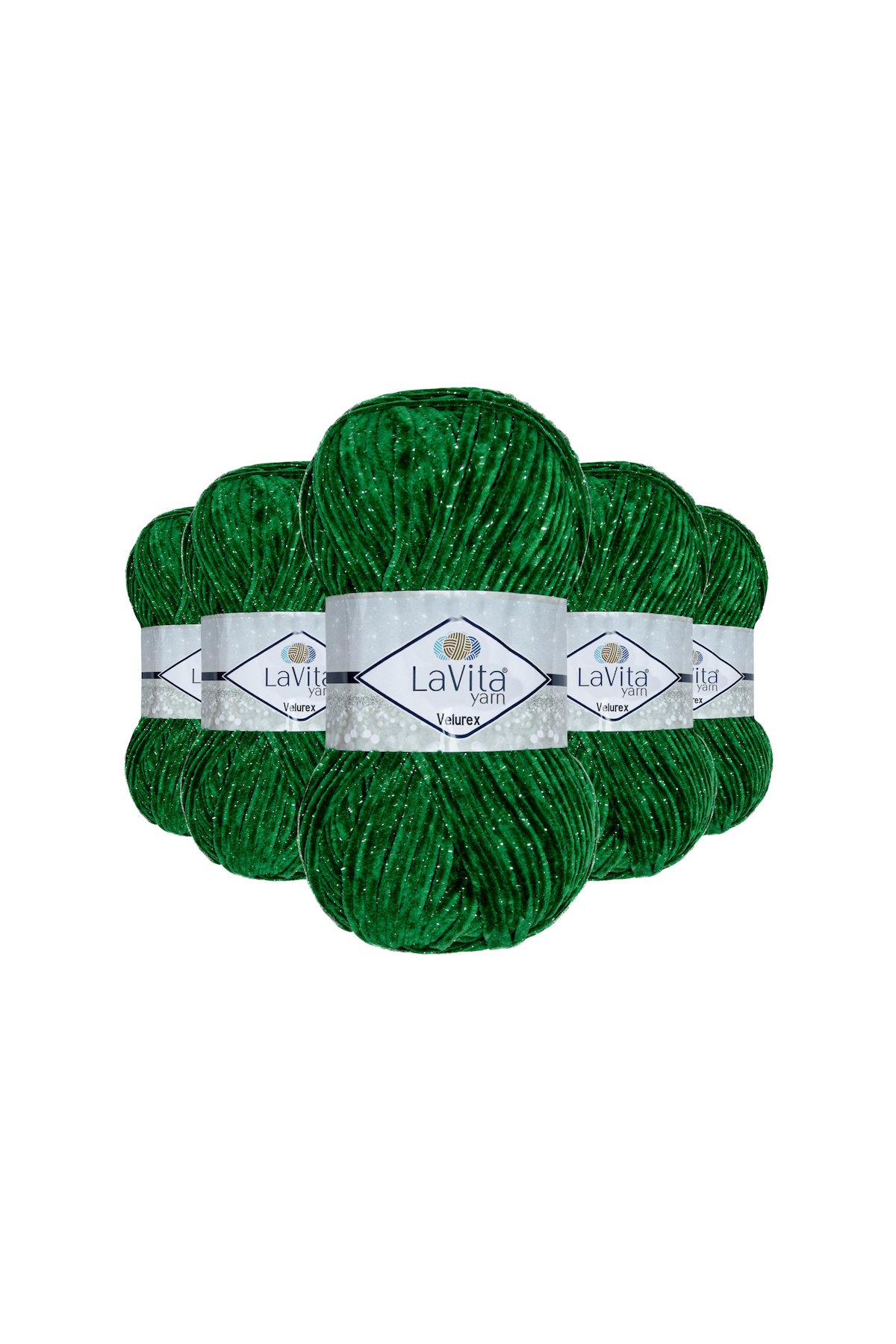 Velurex Simli El Örgü İpi %90 Polyester %10 Lurex 500gr 5 ADET (8148 YEŞİL)