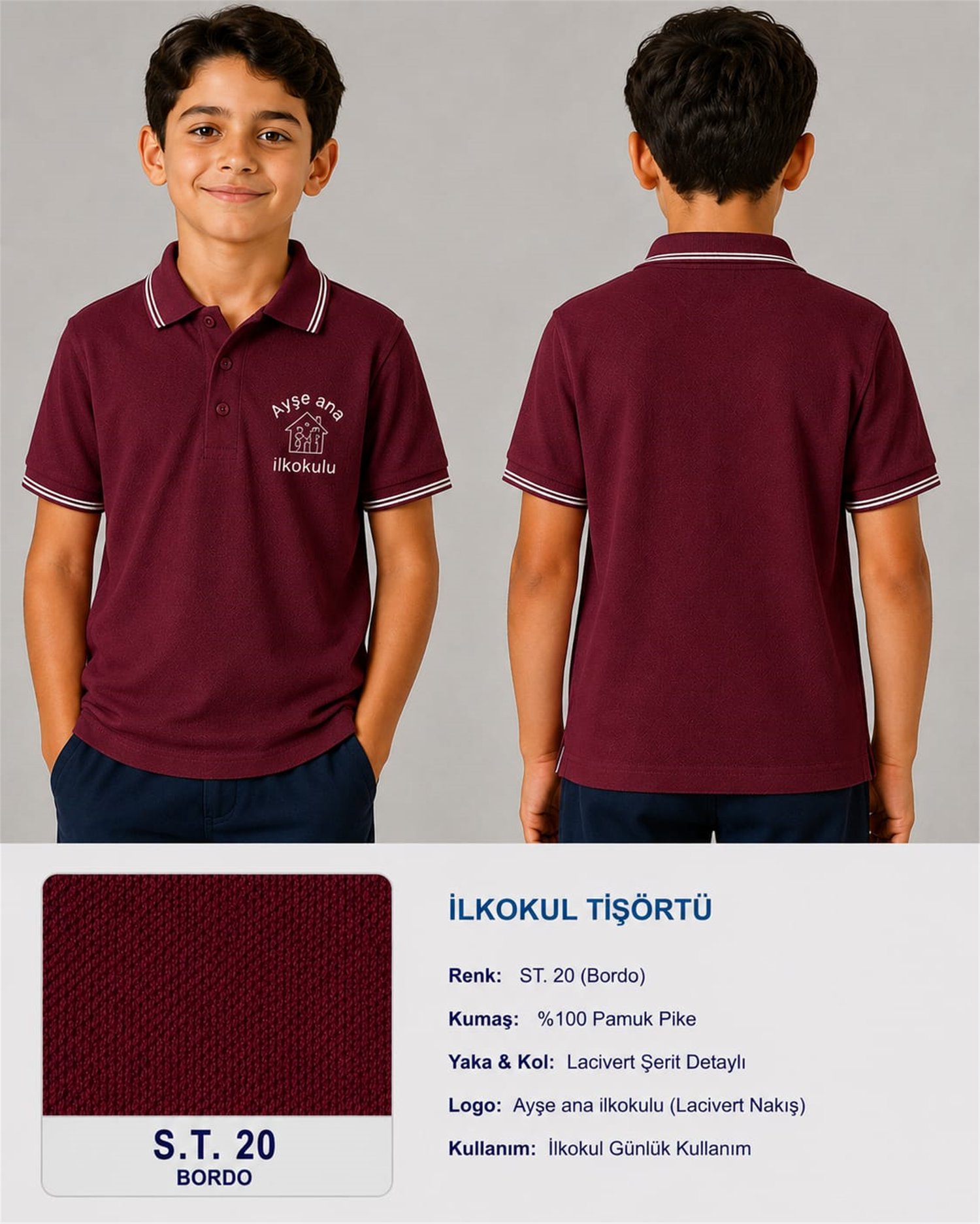 OKUL POLO YAKA KISA KOL
