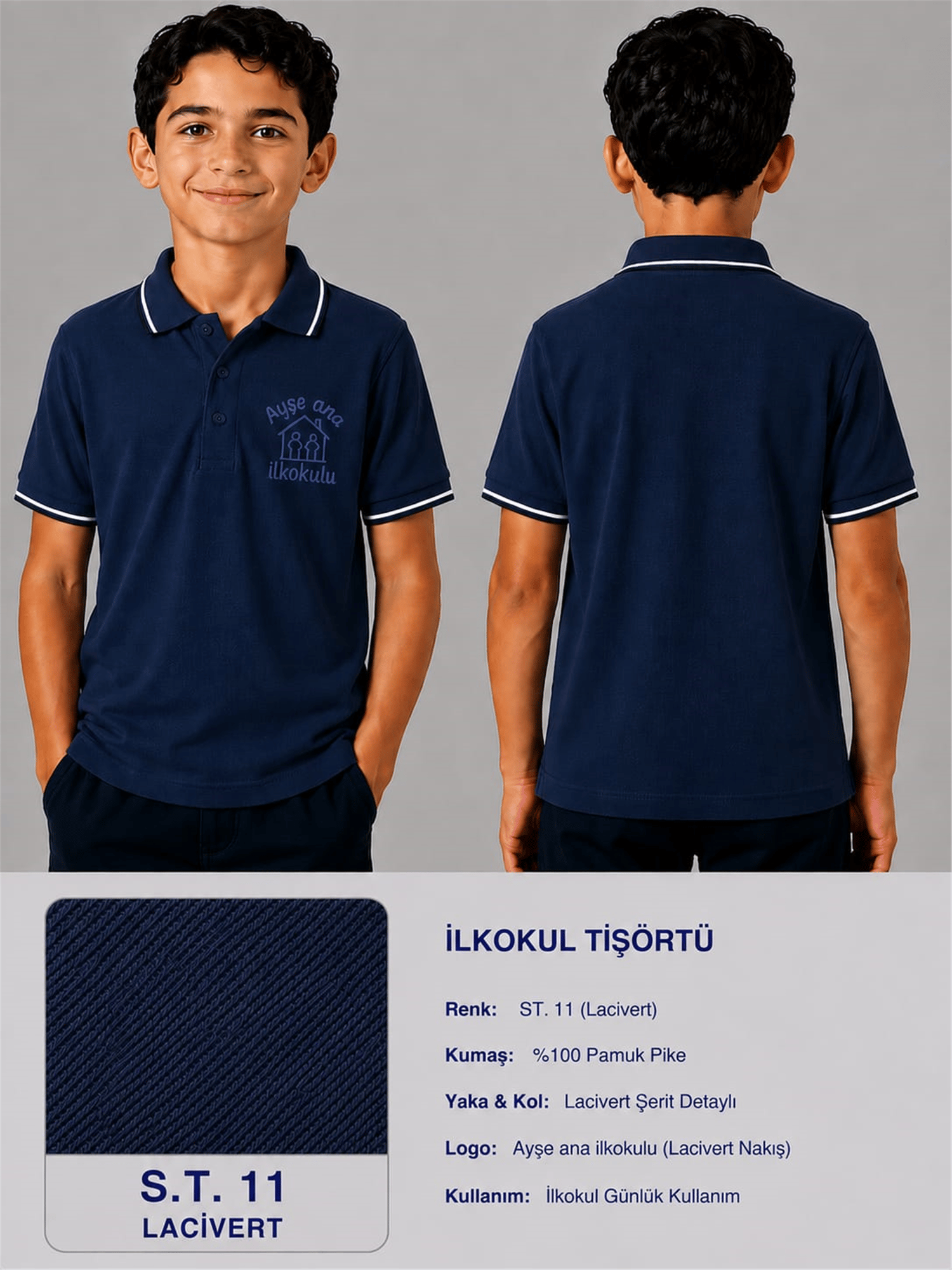 OKUL POLO YAKA KISA KOL