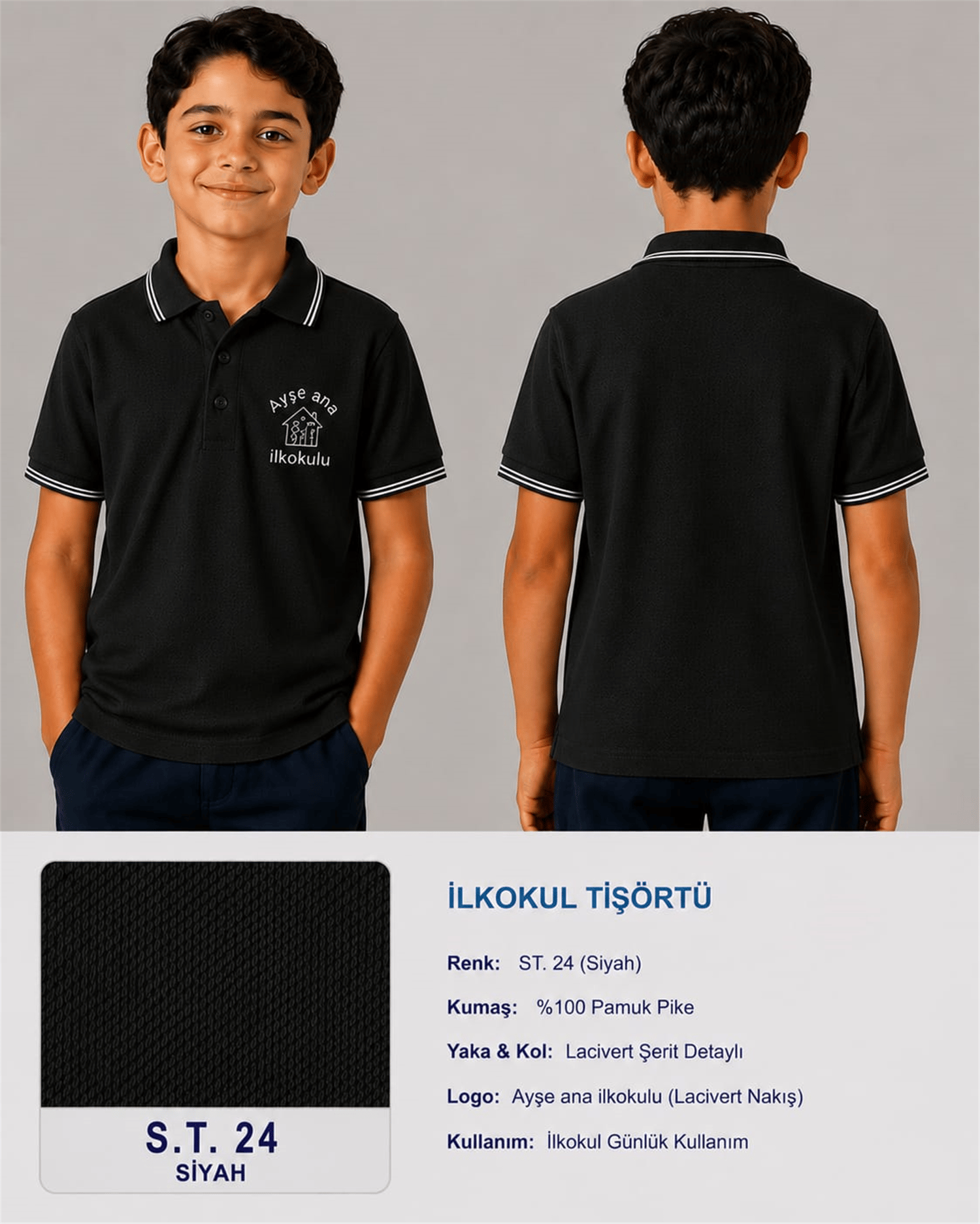 OKUL POLO YAKA KISA KOL
