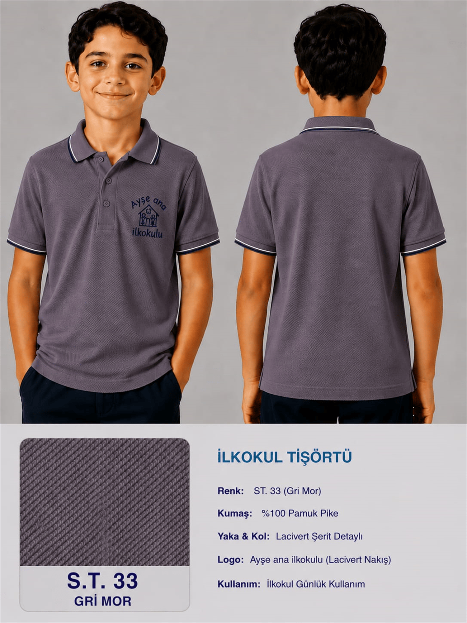 OKUL POLO YAKA KISA KOL