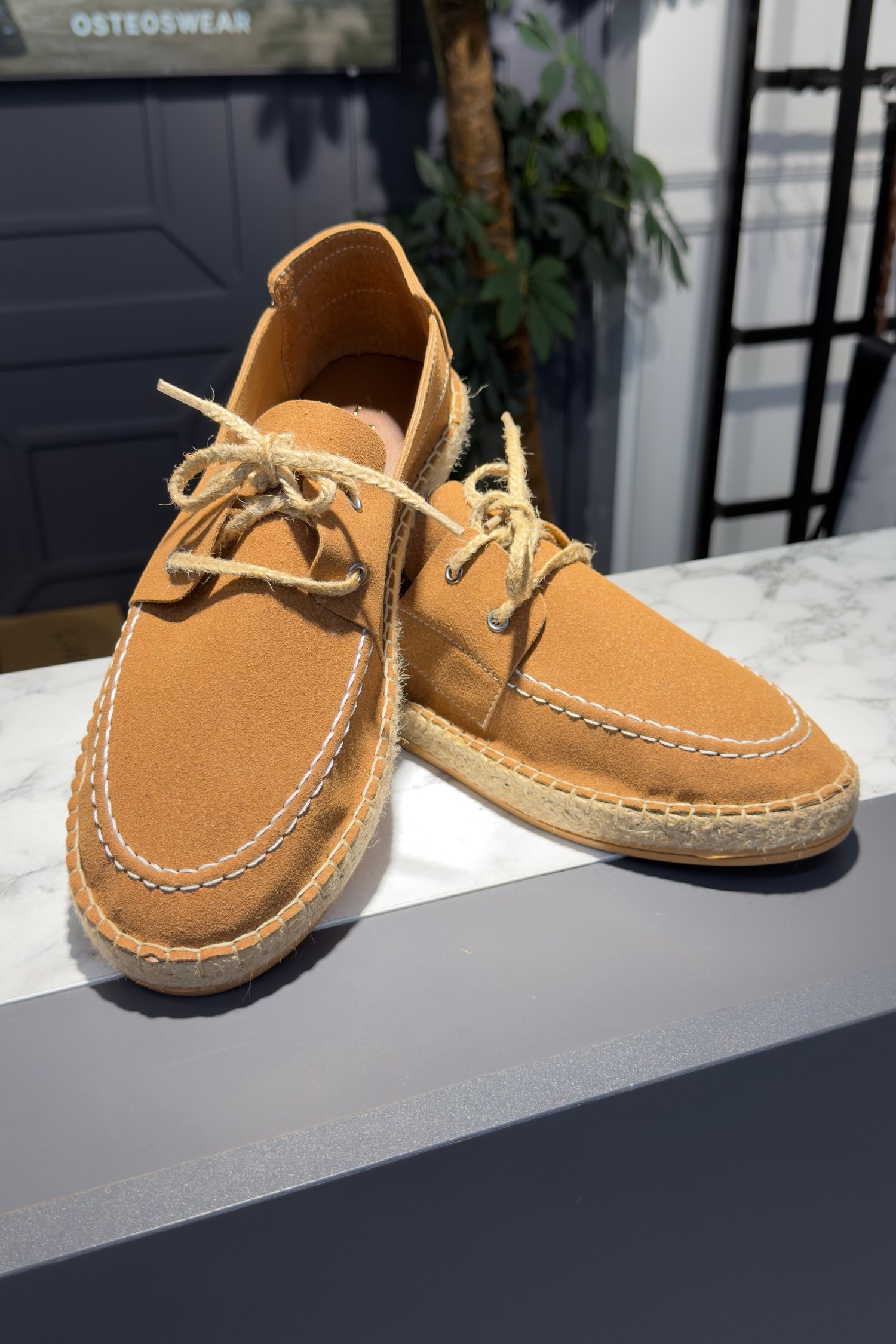 Bağcıklı Espadril Ayakkabı Açık Kahve