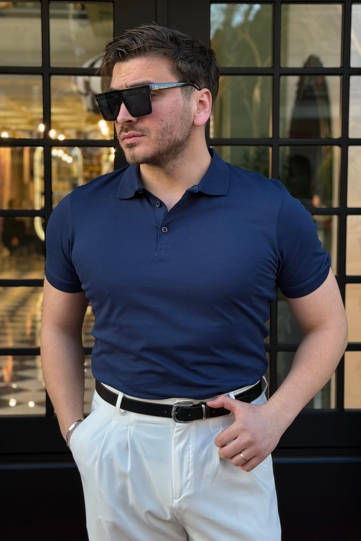 Basic Polo Yaka Tshirt Lacivert