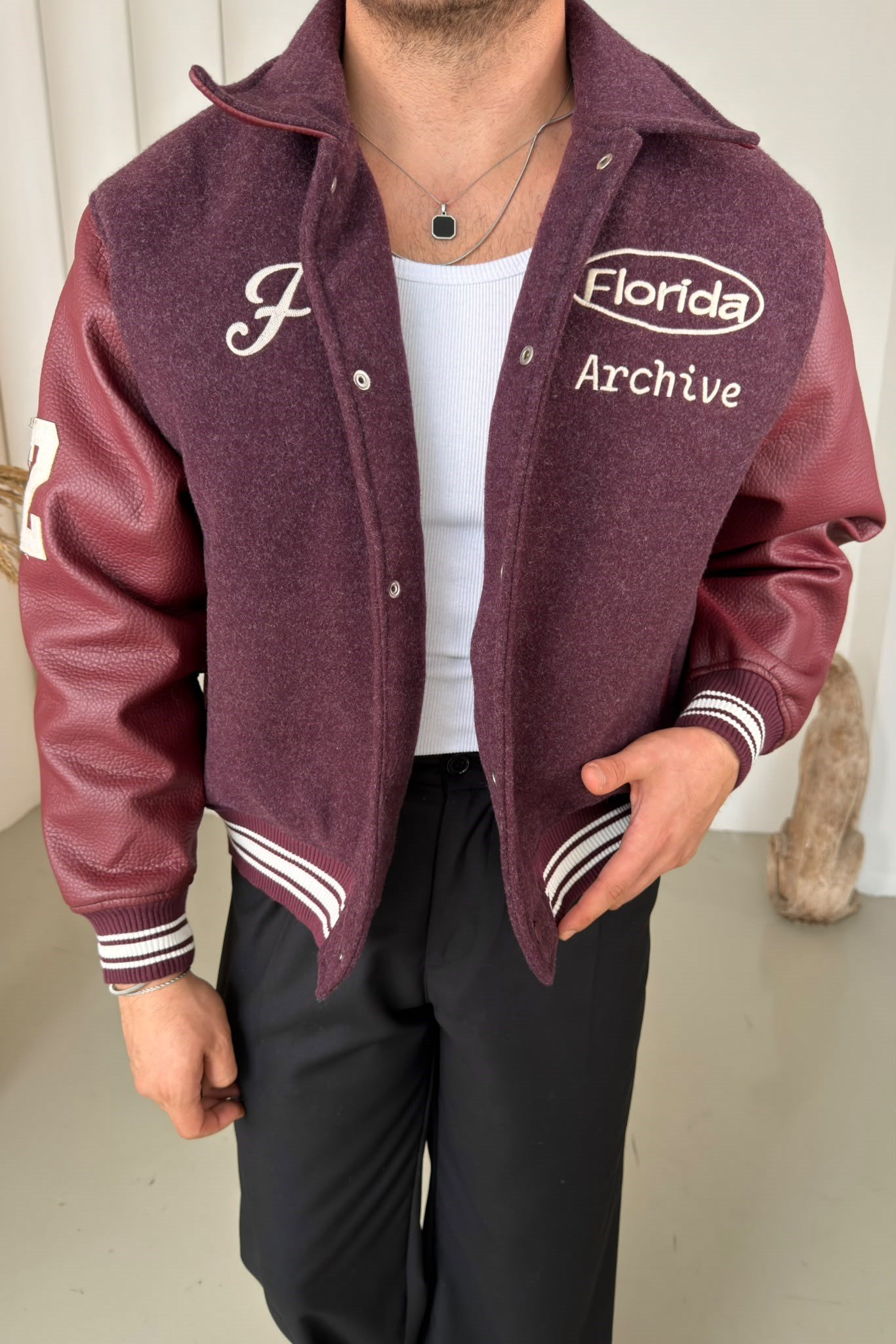 Florida Sırt Baskılı Ceket Bordo