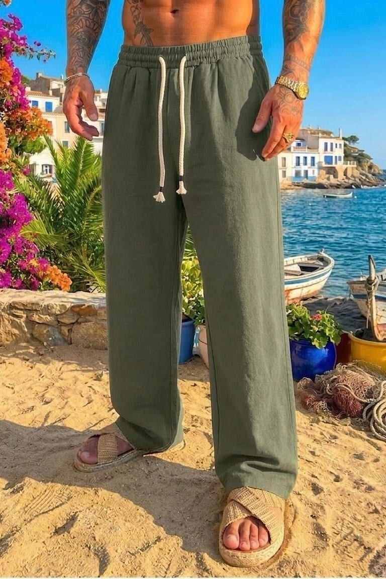 Kordon Halatlı Baggy Pantolon Yeşil
