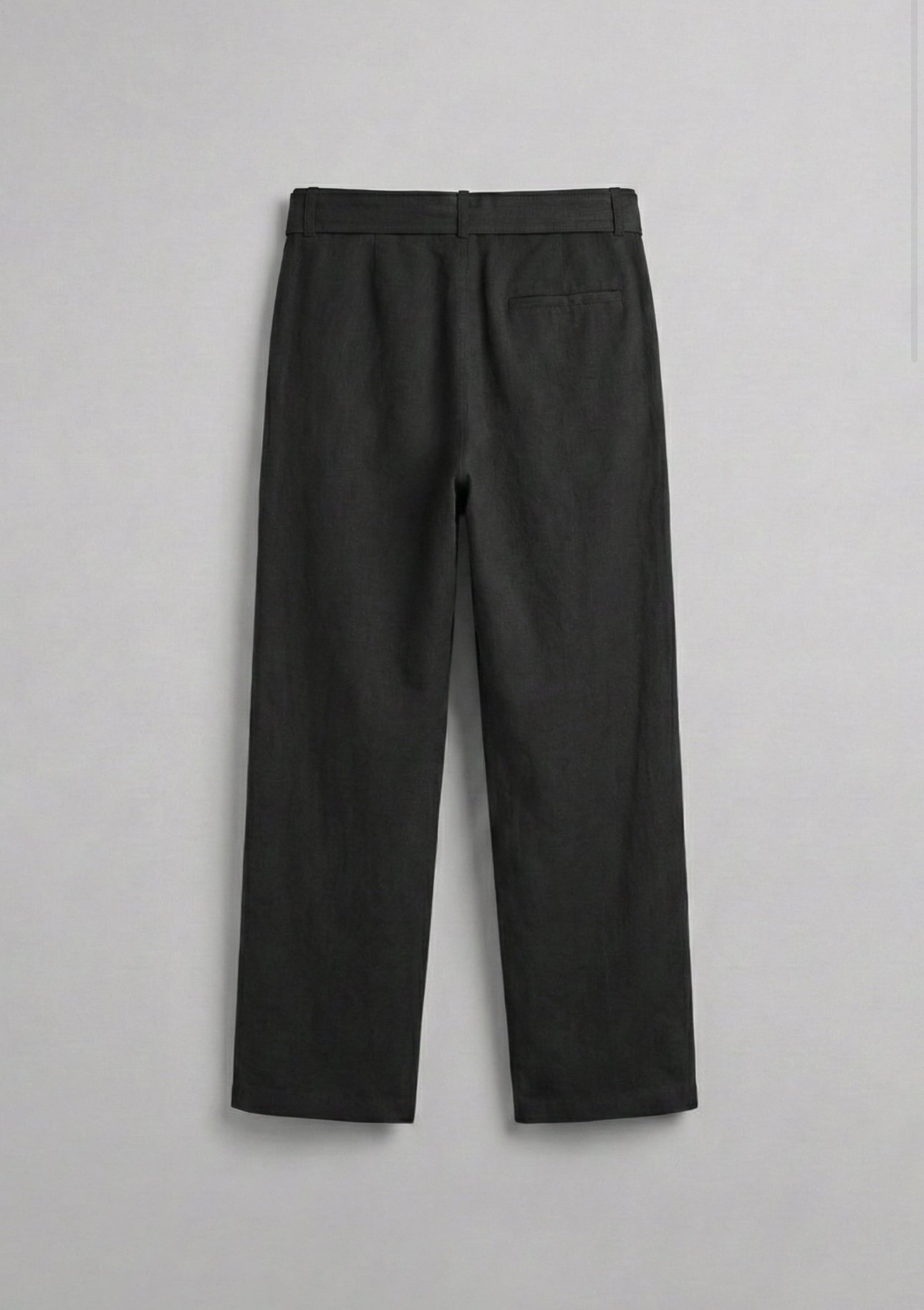 Kuşaklı Keten Baggy Pantolon Siyah
