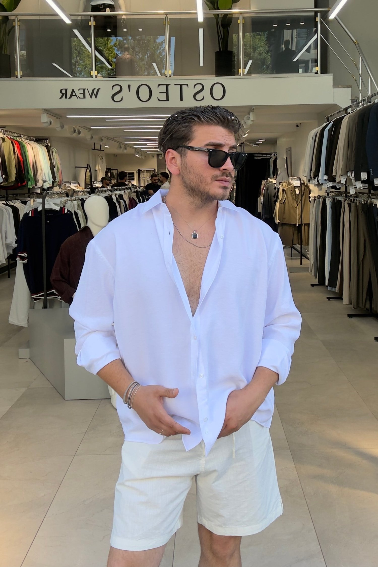 Modal Kumaş Oversize Gömlek Beyaz