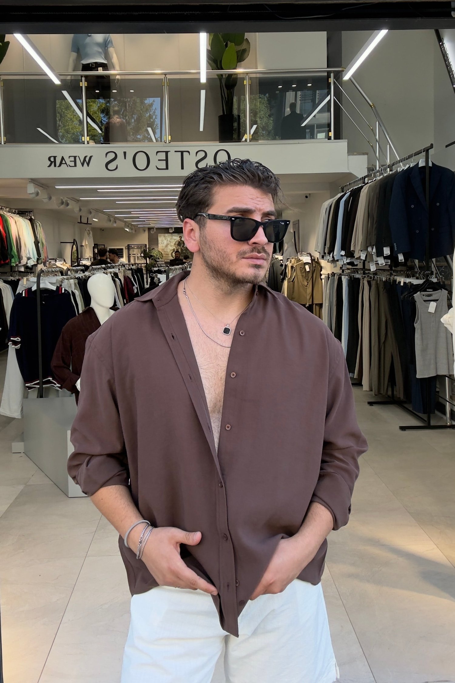 Modal Kumaş Oversize Gömlek Kahve