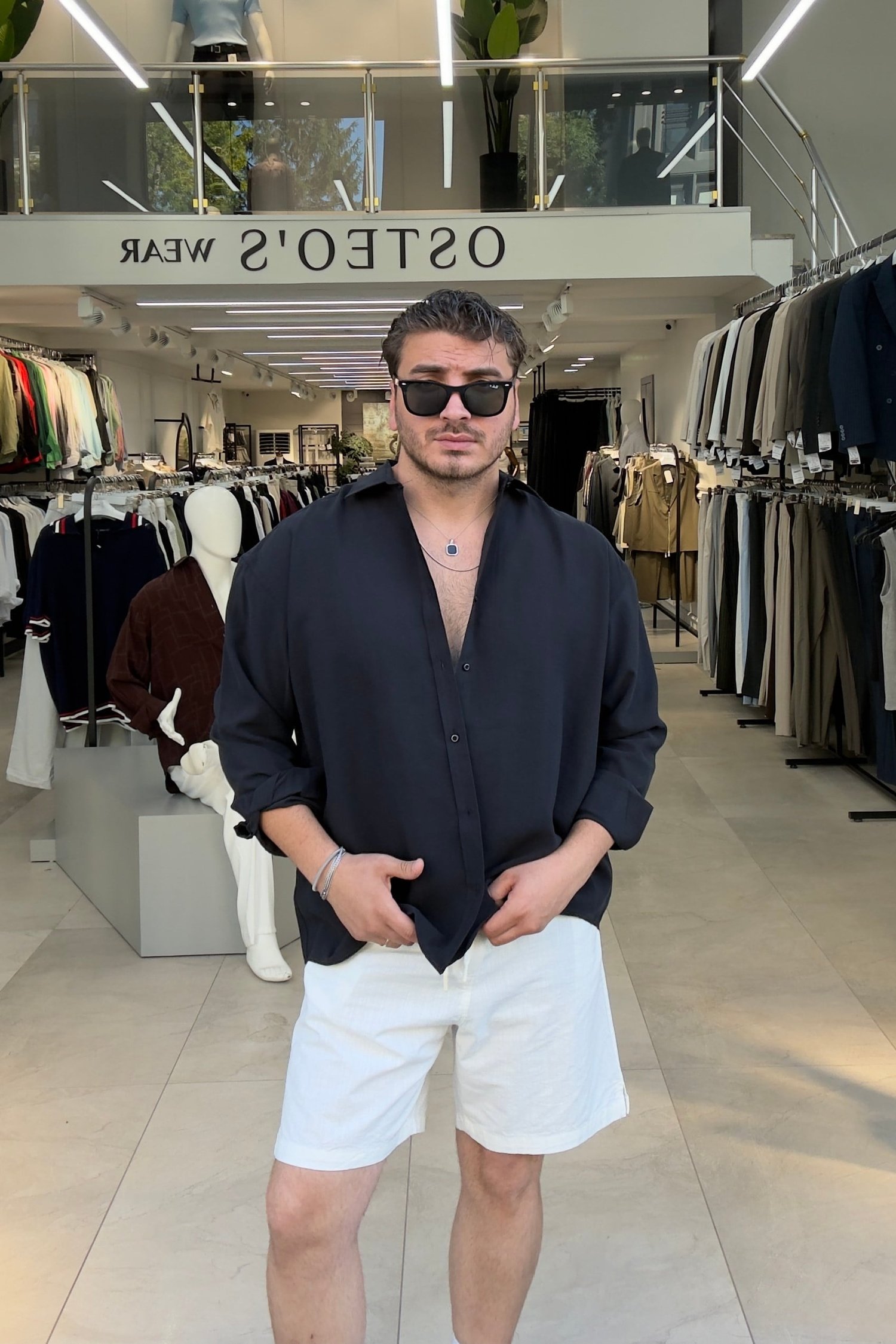 Modal Kumaş Oversize Gömlek Siyah
