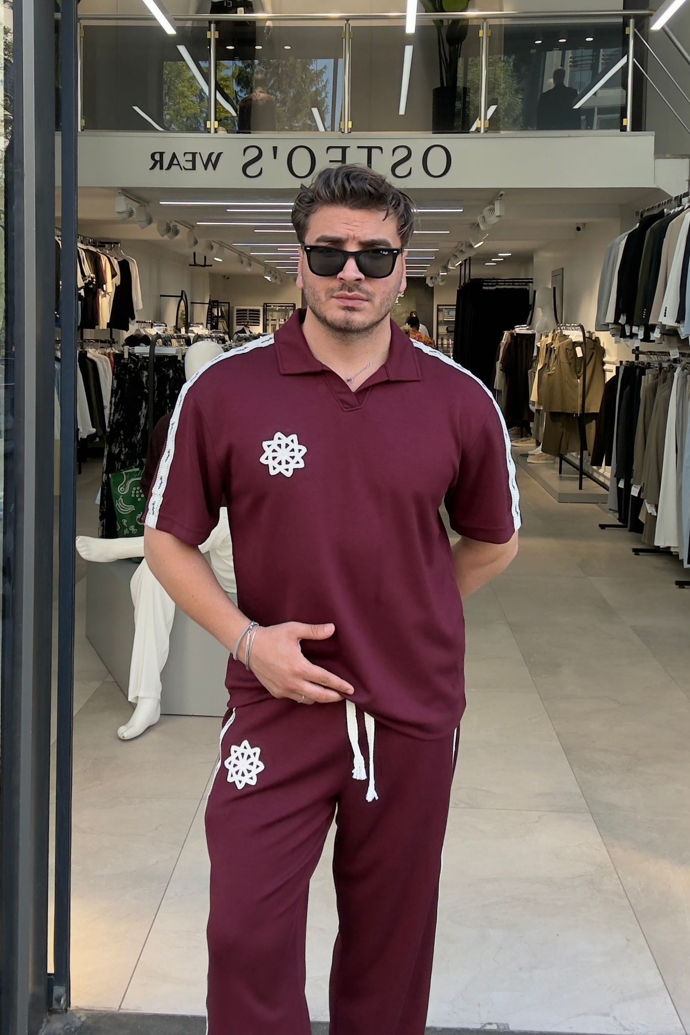 Örme Baskılı Eşofman Takımı Bordo