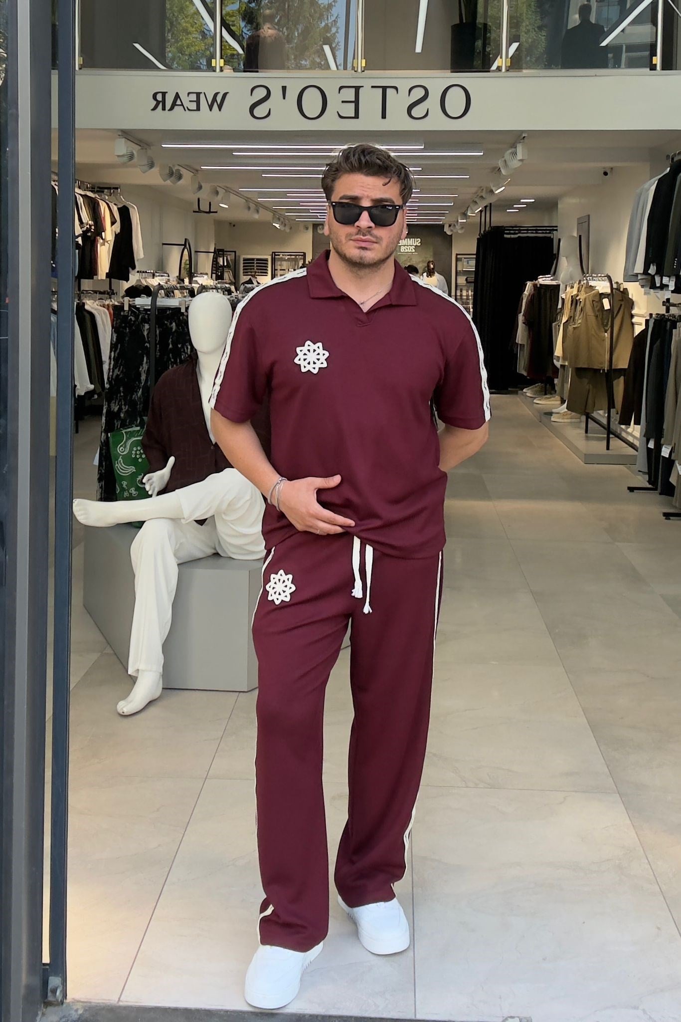 Örme Baskılı Eşofman Takımı Bordo