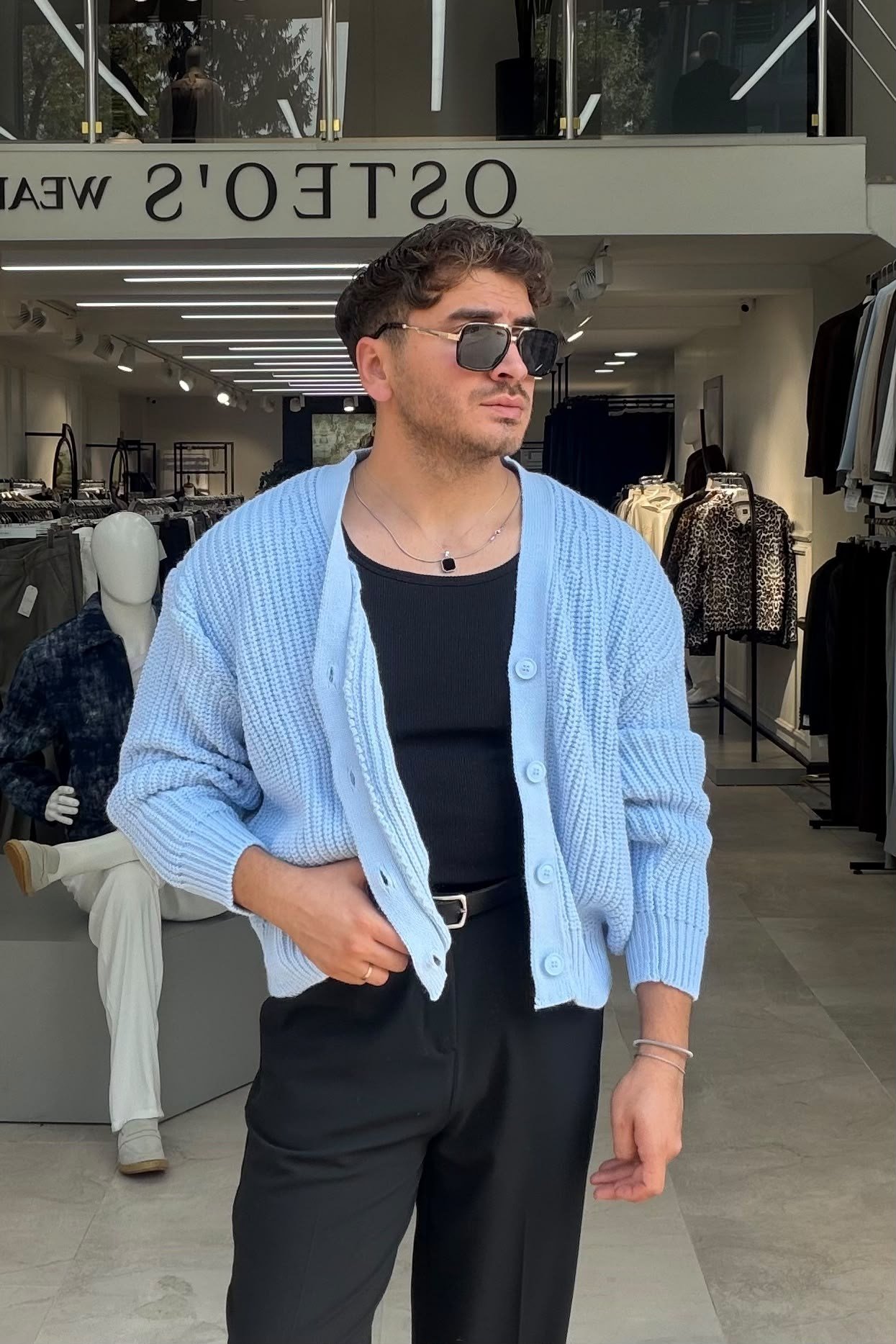 Örme Oversize Basic Hırka Bebe Mavisi