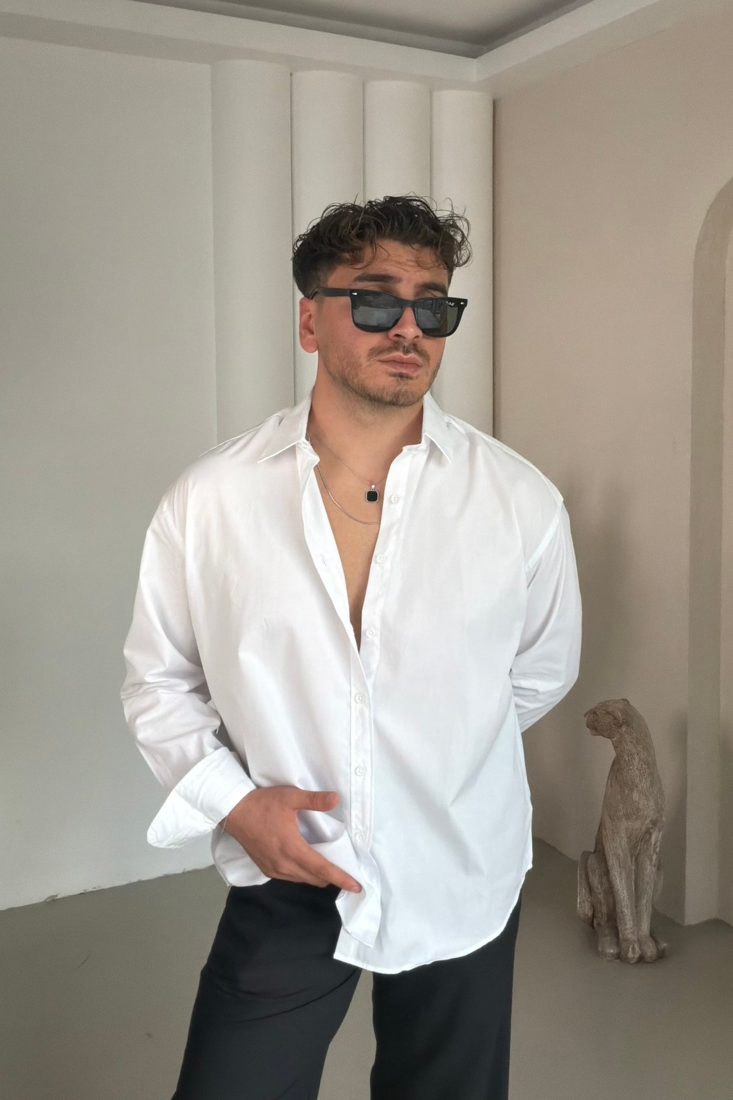 Poplin Klasik Oversize Gömlek Beyaz