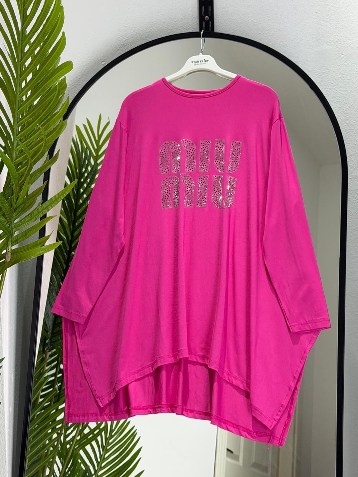 Taş Baskılı Oversize Penye Tunik