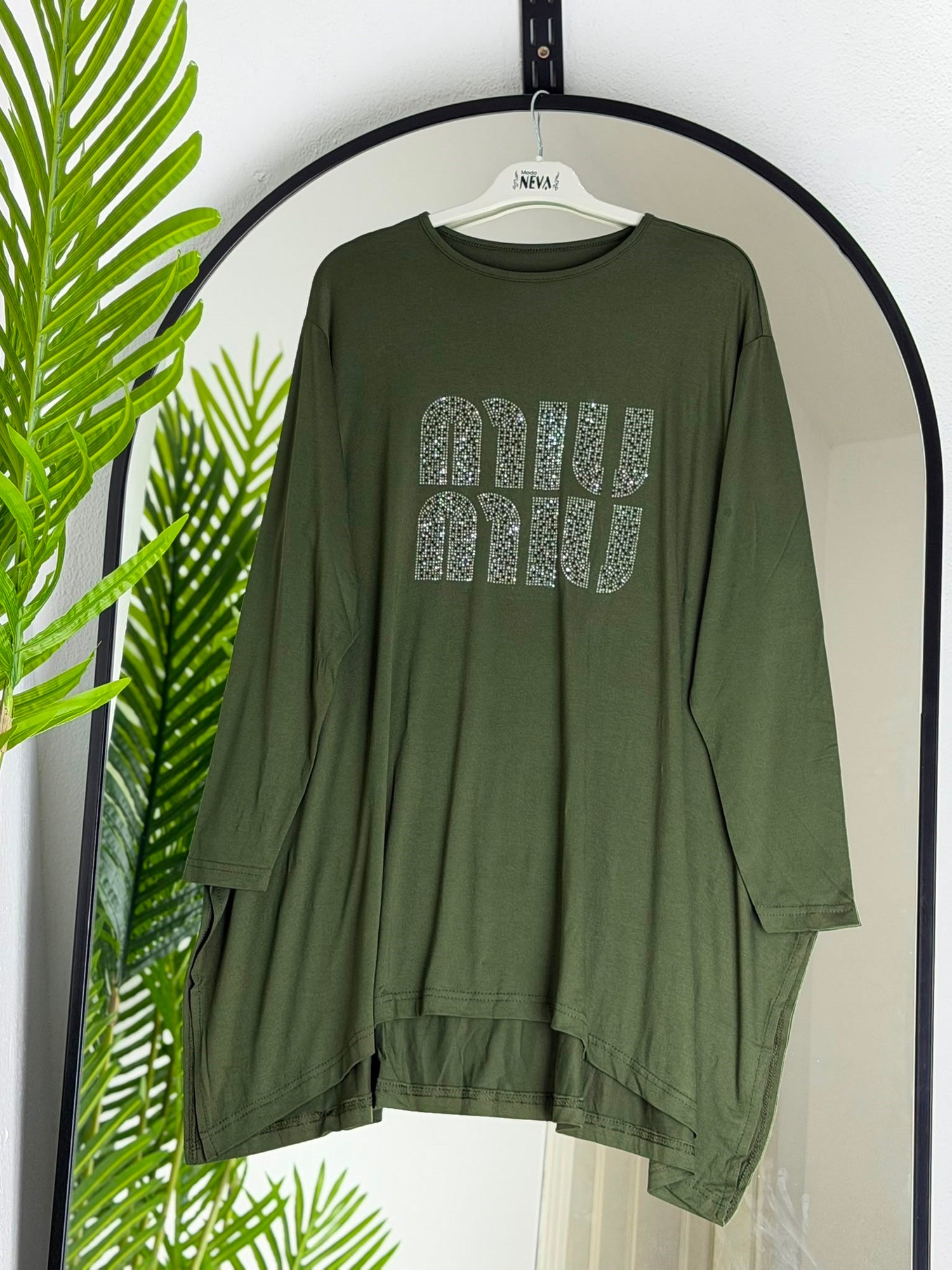 Taş Baskılı Oversize Penye Tunik