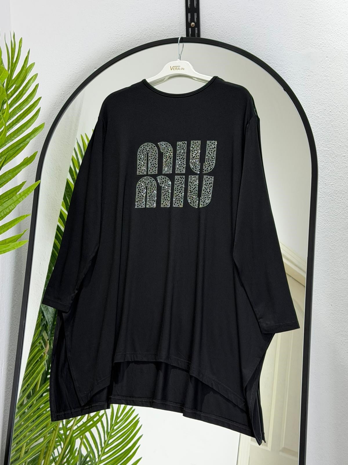 Taş Baskılı Oversize Penye Tunik
