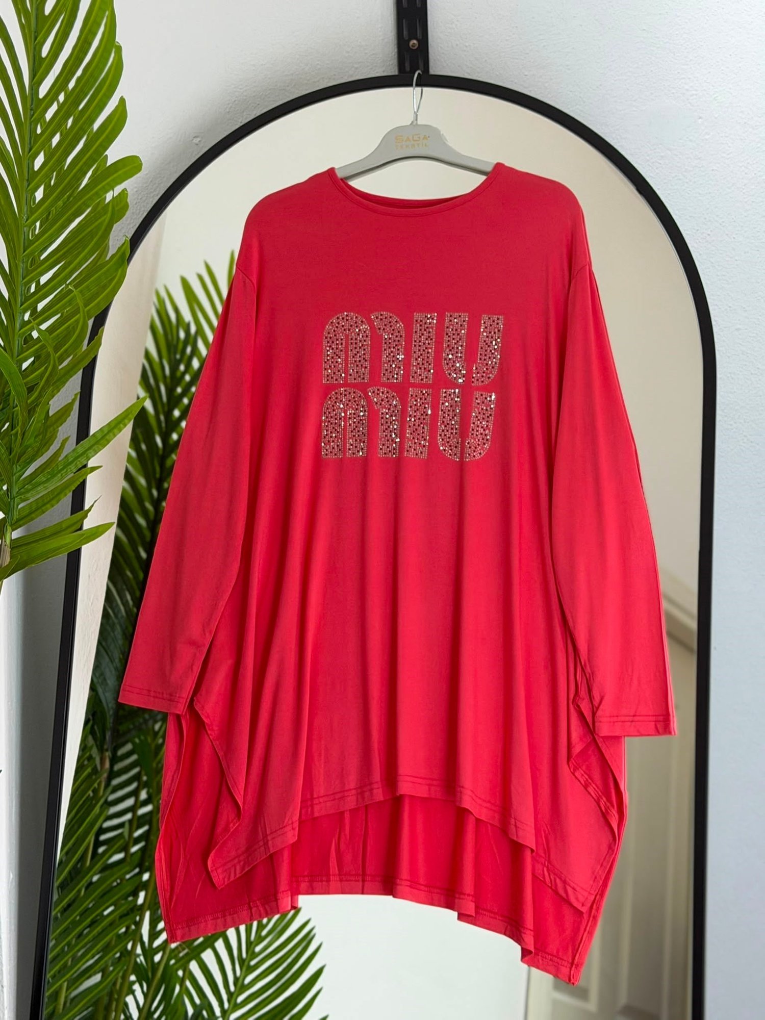 Taş Baskılı Oversize Penye Tunik