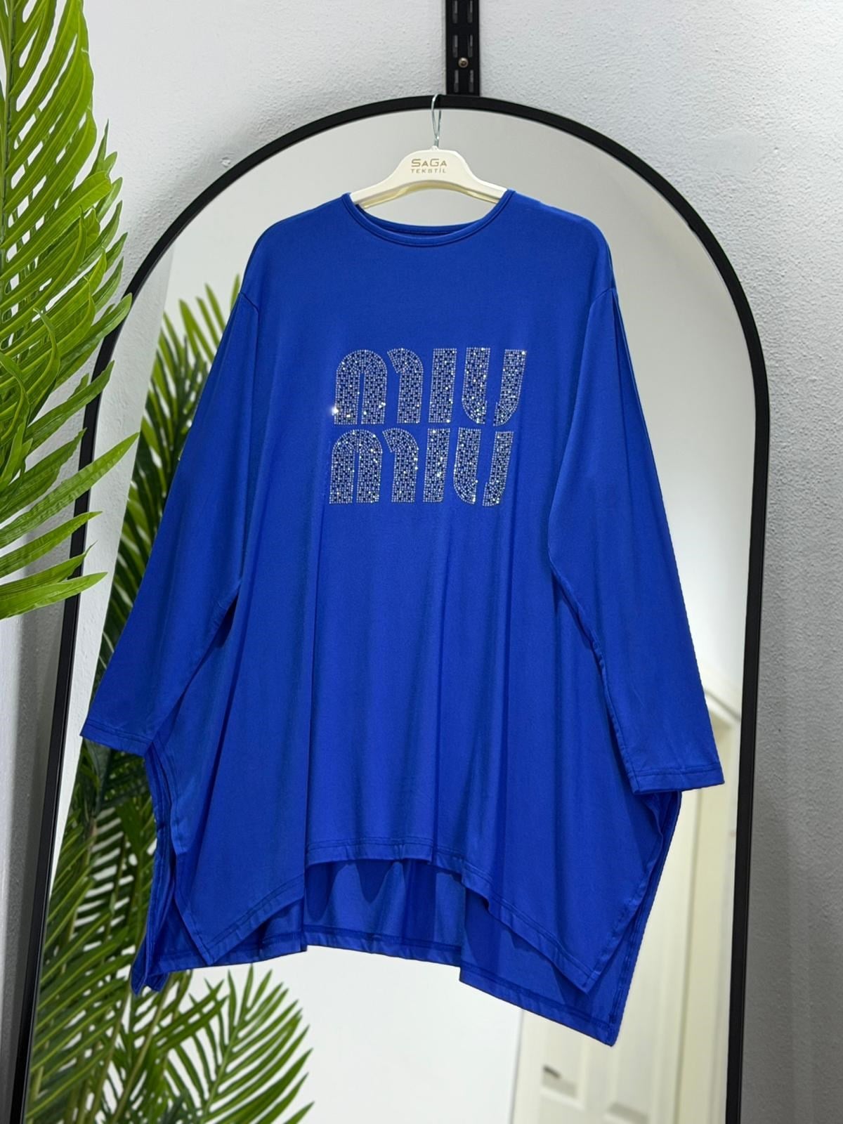 Taş Baskılı Oversize Penye Tunik