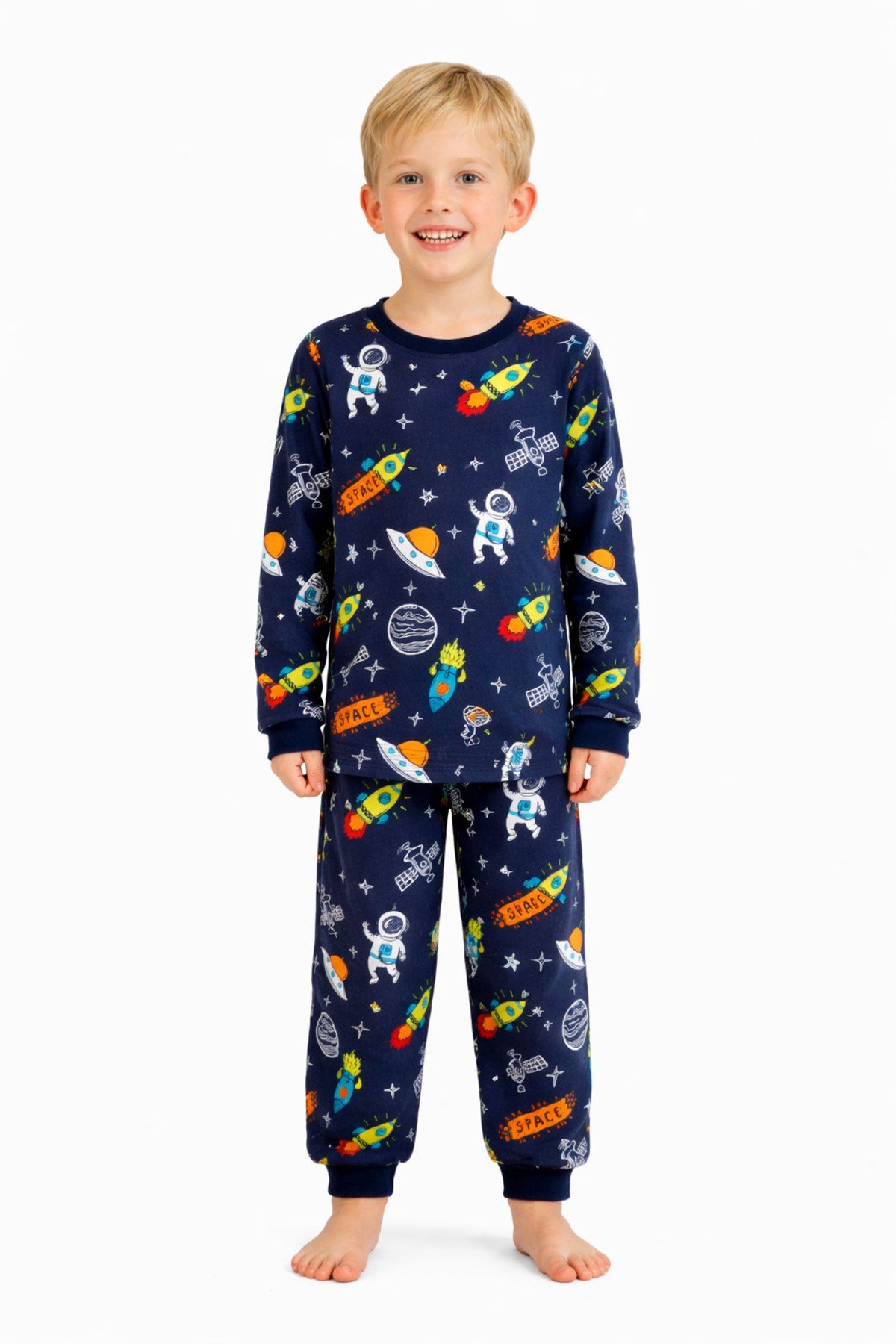Astronot Desenli Erkek Çocuk Pijama Takımı