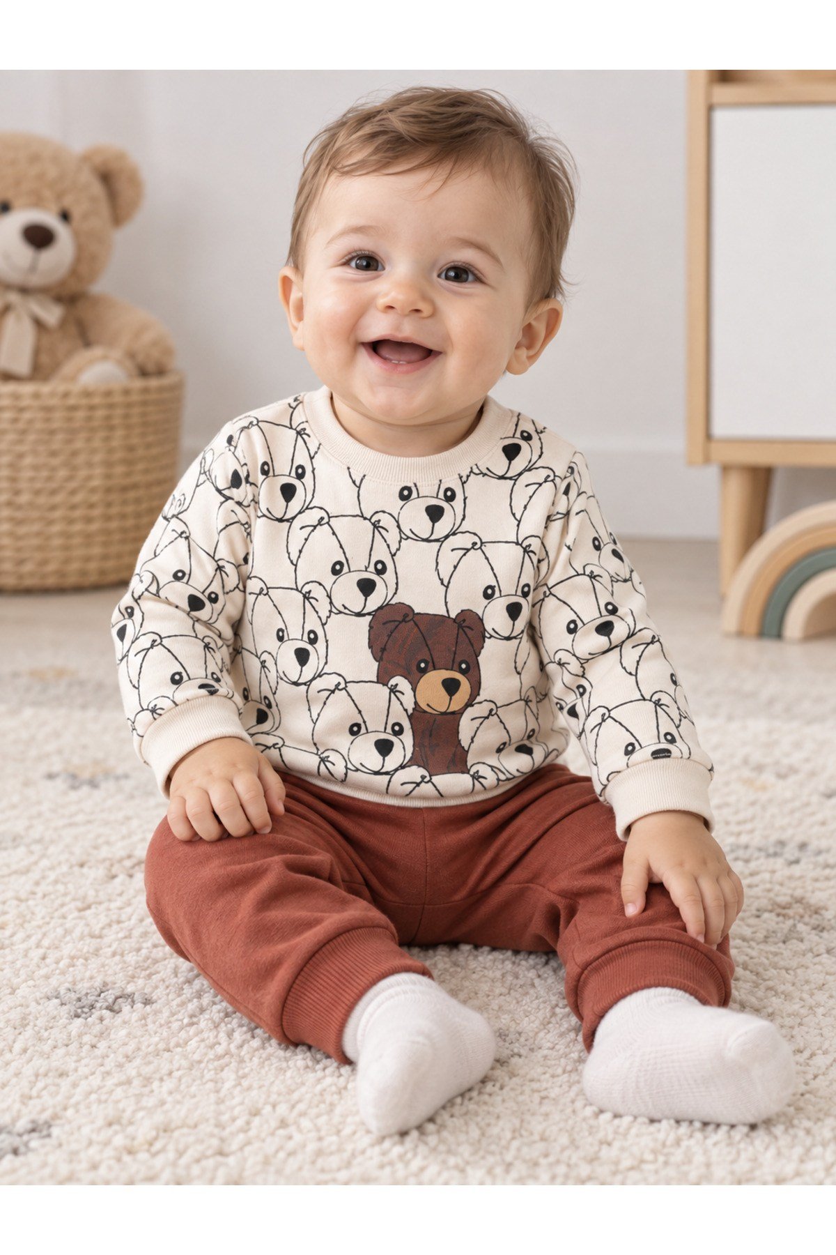 Ayı Ailesi Temalı Bebe Alt-Üst Takım
