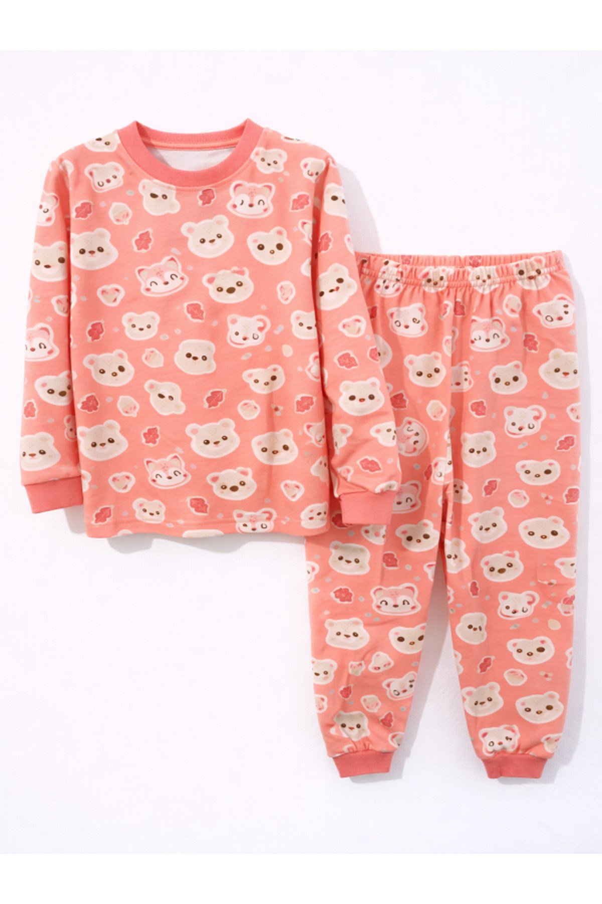Ayı ve Tilki Desenli Kız Çocuk Pijama Takımı