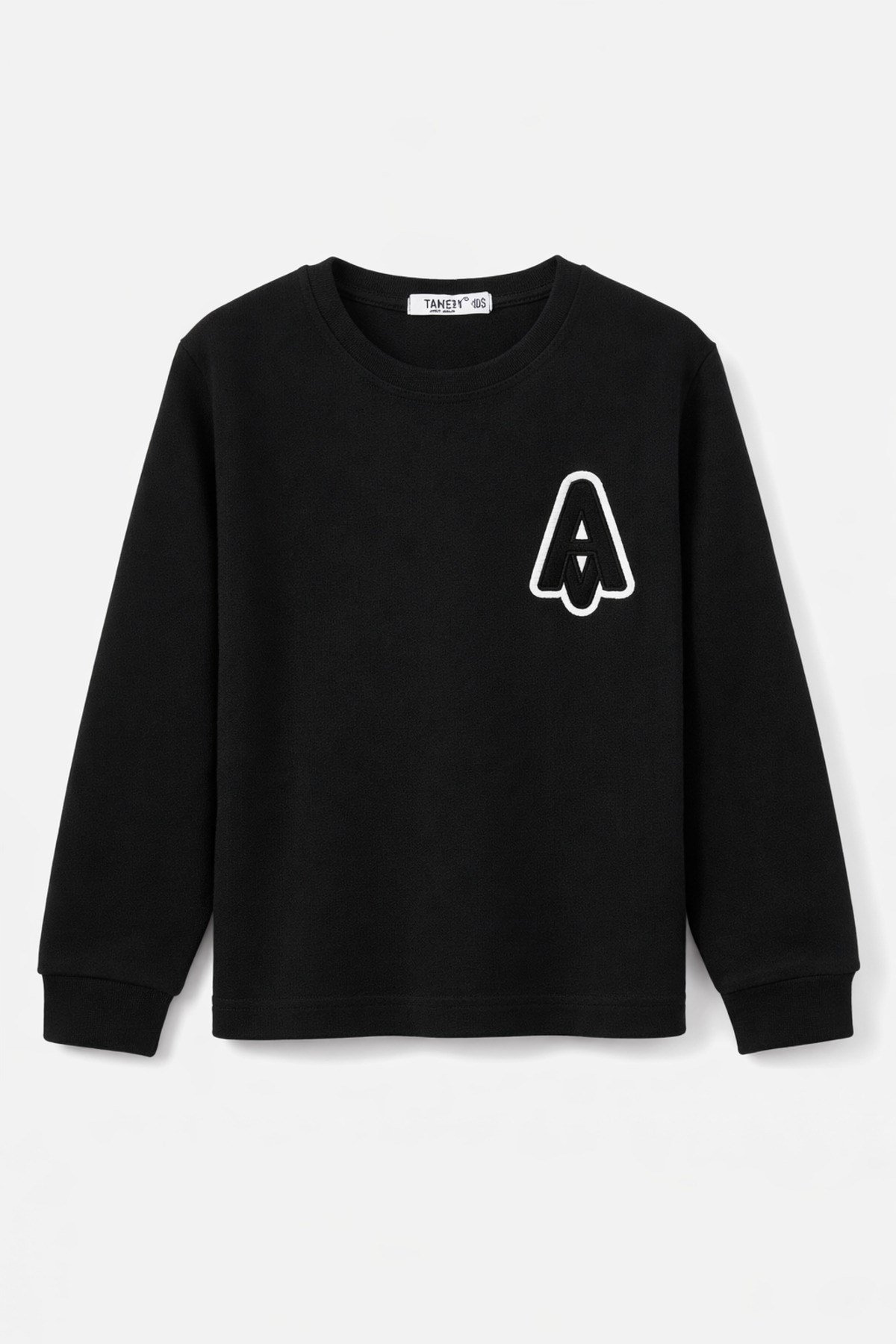 Erkek Çocuk Jakarlı Siyah Örme Sweatshirt