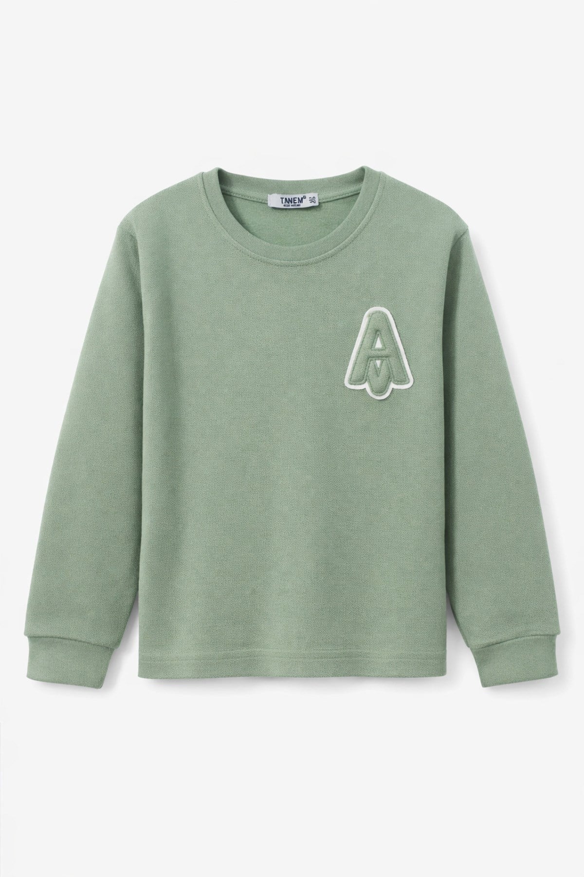 Erkek Çocuk Jakarlı Yeşil Örme Sweatshirt