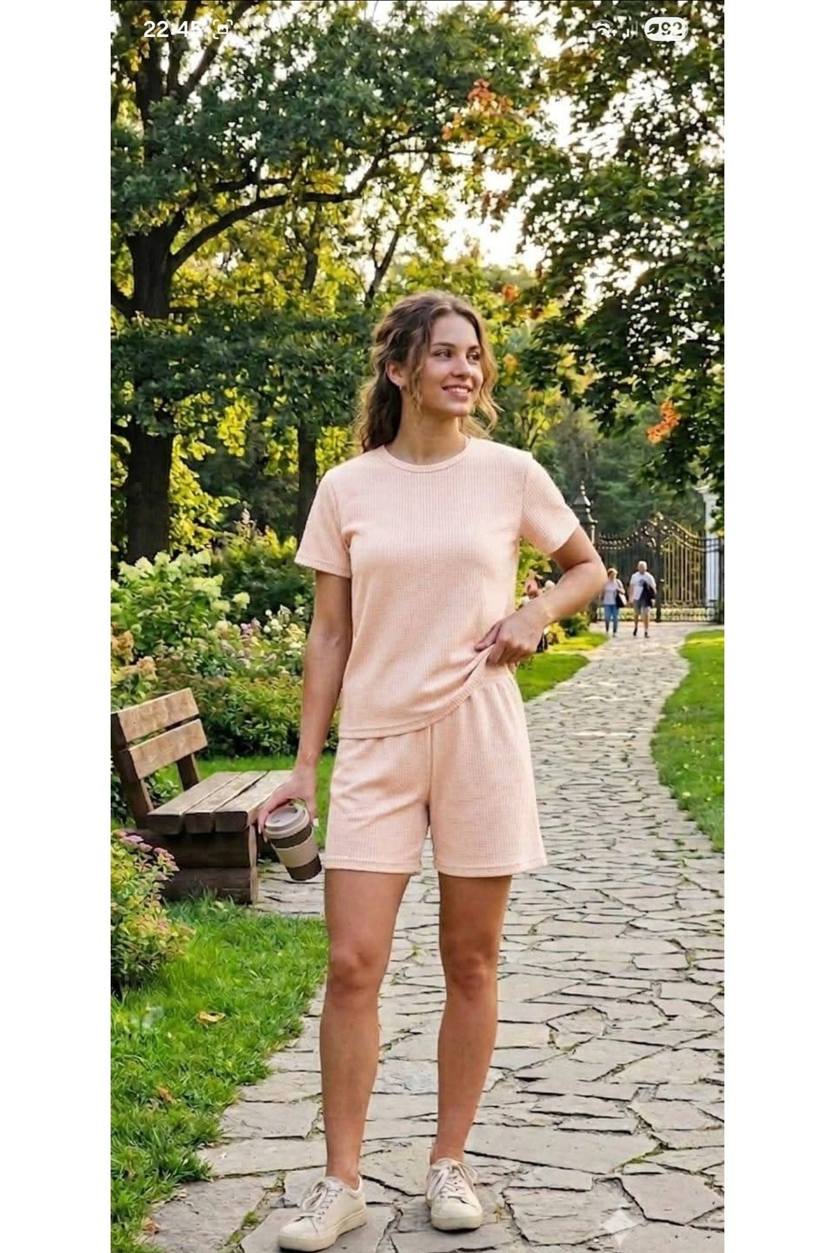 Kadın Waffle Kumaş Şortlu Takım