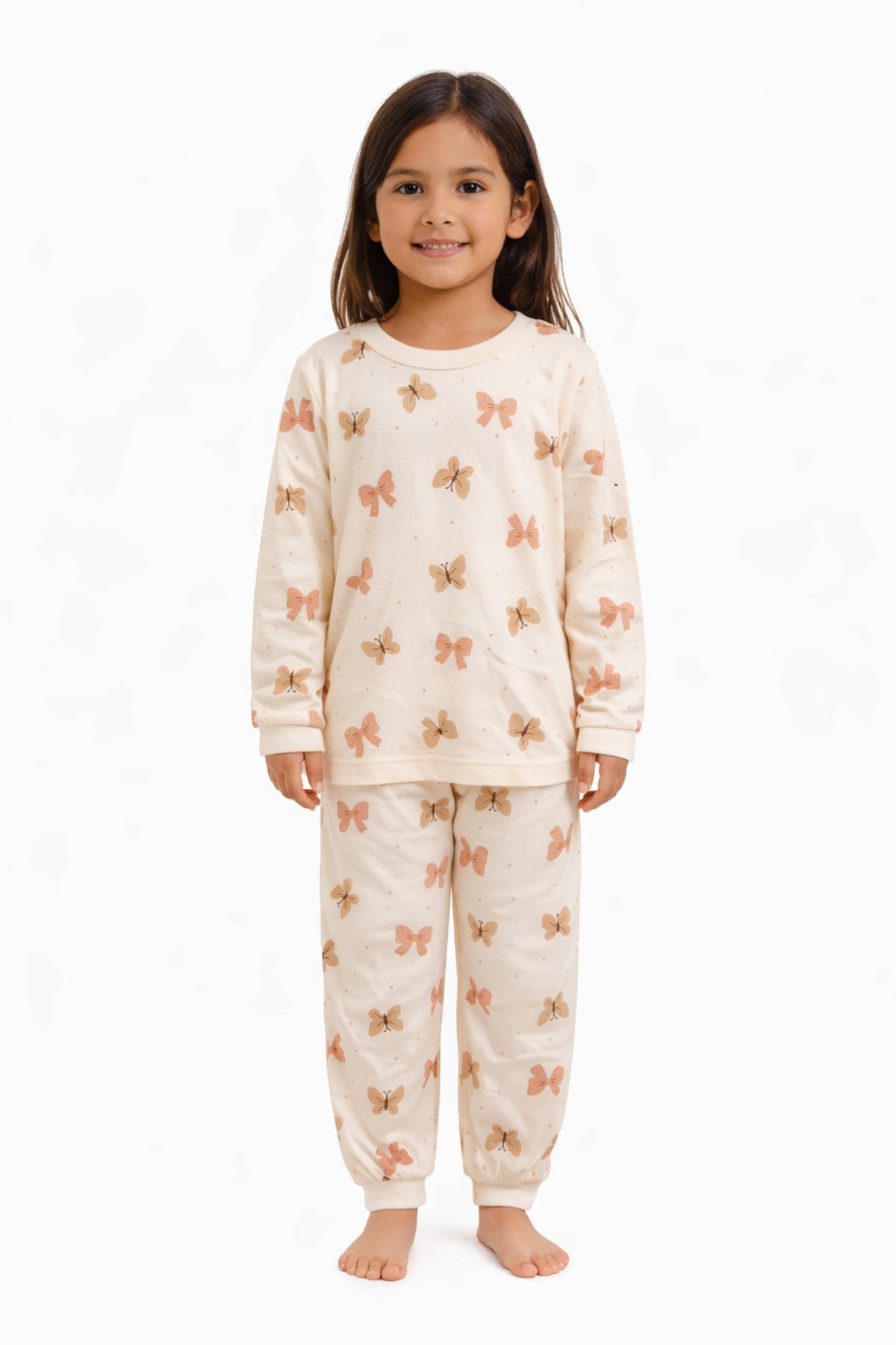 Kelebek Desenli Kız Çocuk Pijama Takımı