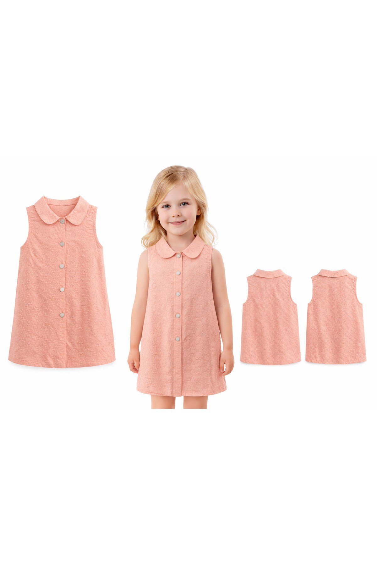 Kız Çocuk Düğmeli Elbise