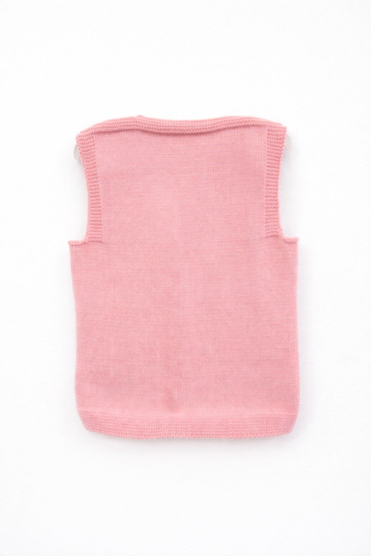 Kız Çocuk Örgü Yelek Kalp Desen Pembe