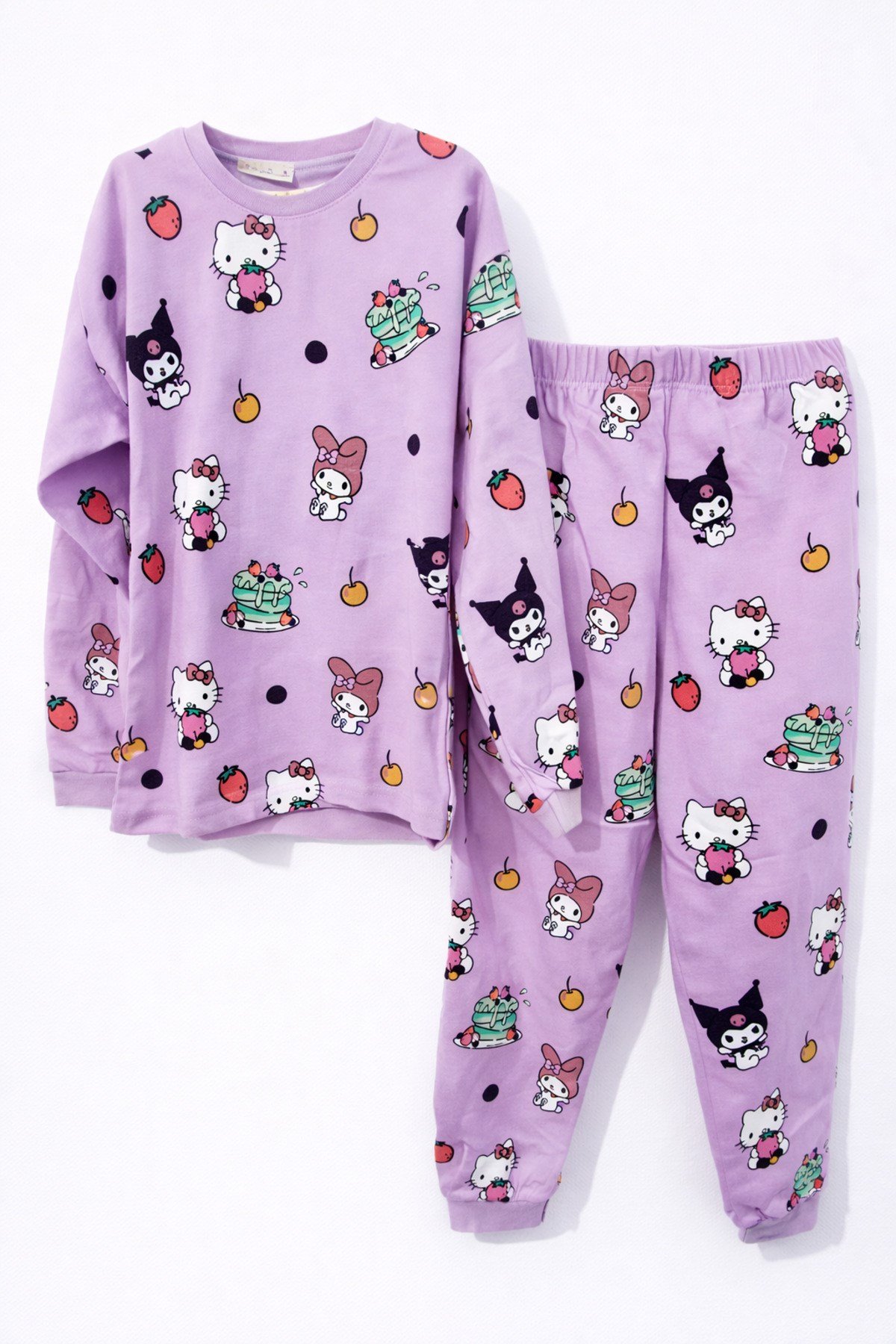 Kuromi Hello Kitty Desenli Kız Çocuk Pijama Takımı